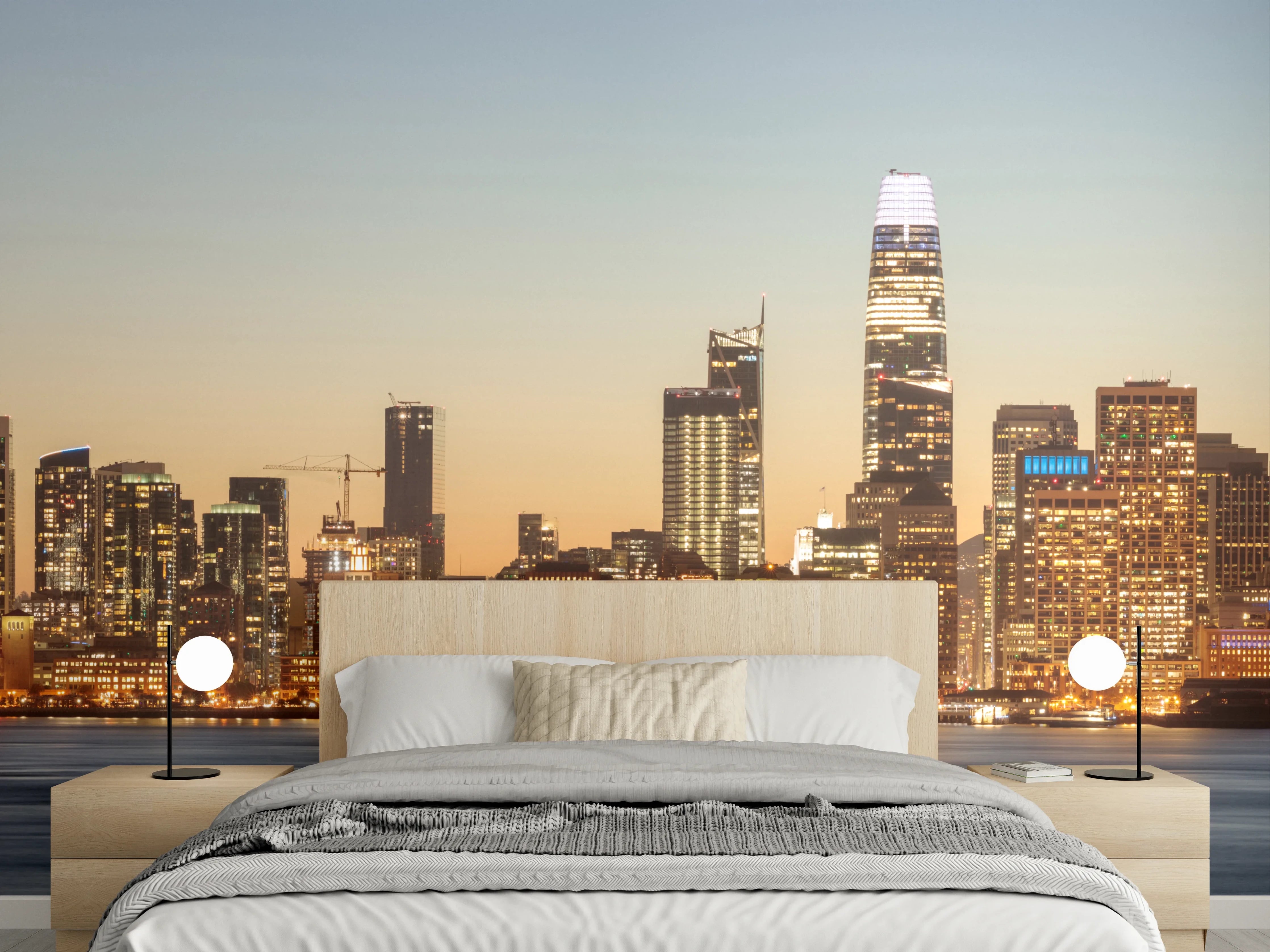 Wandverkleidung Schlafzimmer - Bay Bridge und die Skyline von San Francisco