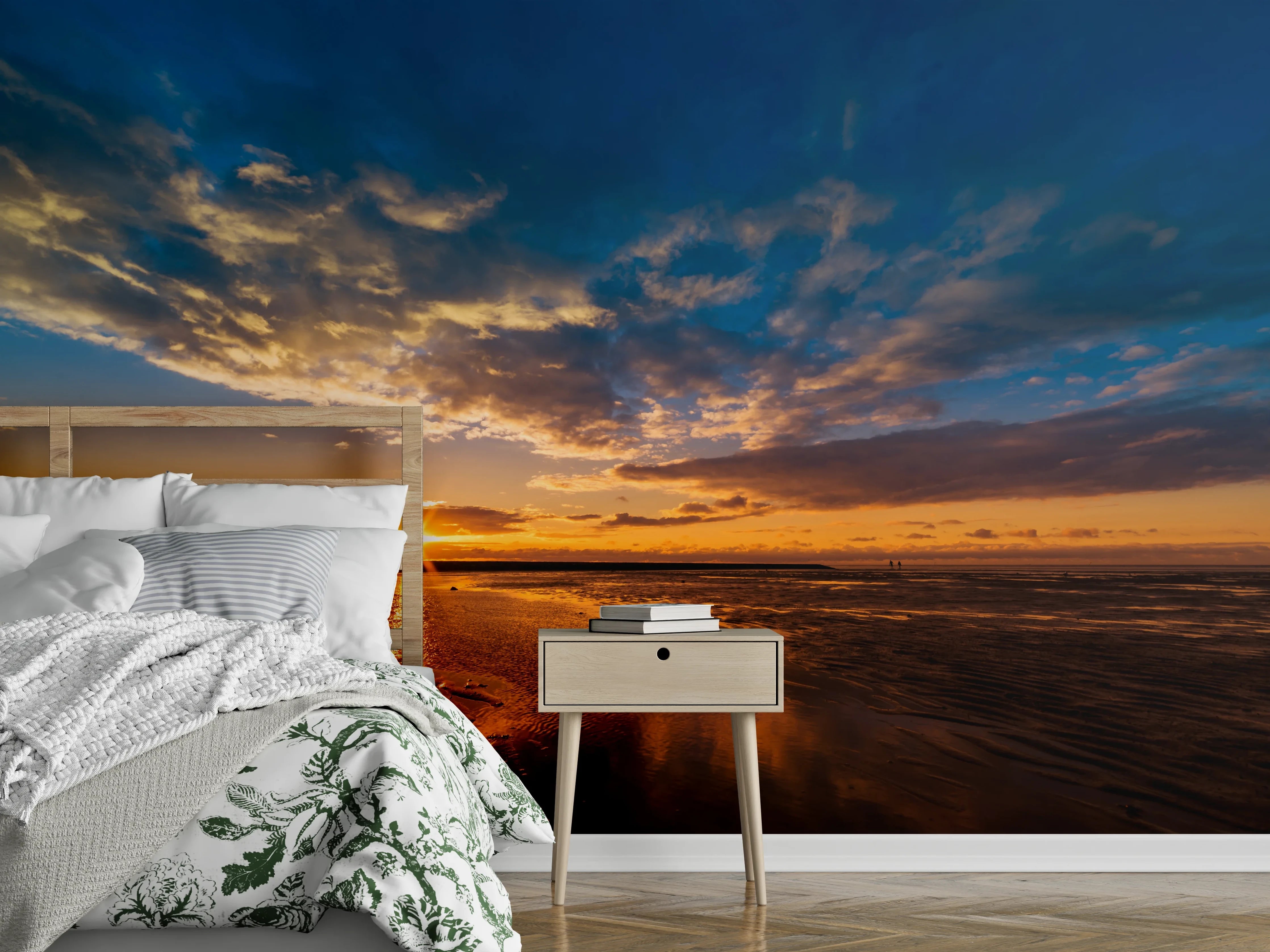 Wandverkleidung Schlafzimmer - Beeindruckender Sonnenuntergang am Strand