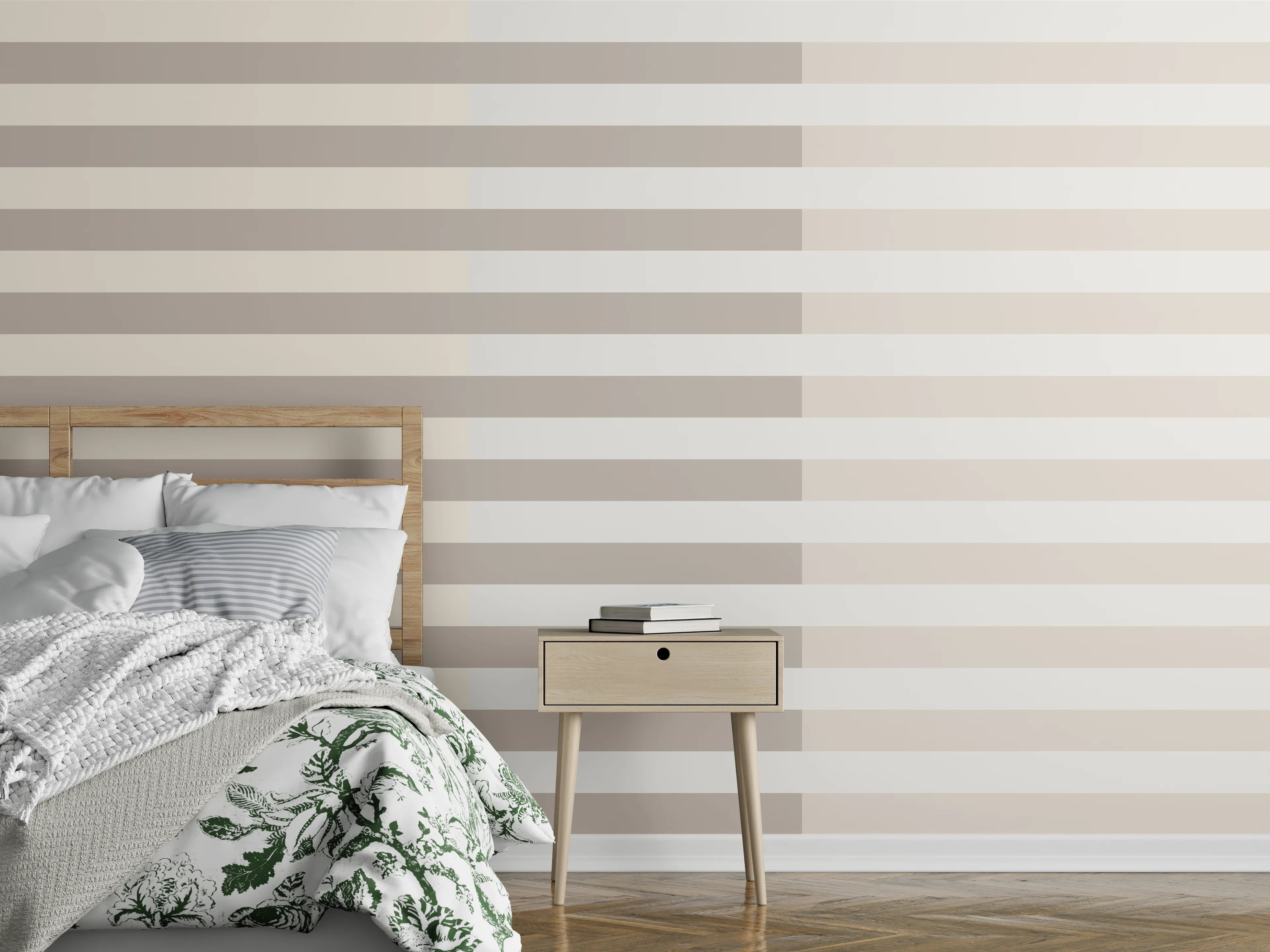 Wandverkleidung Schlafzimmer - Beige-Grau Gestreiftes Wandmuster