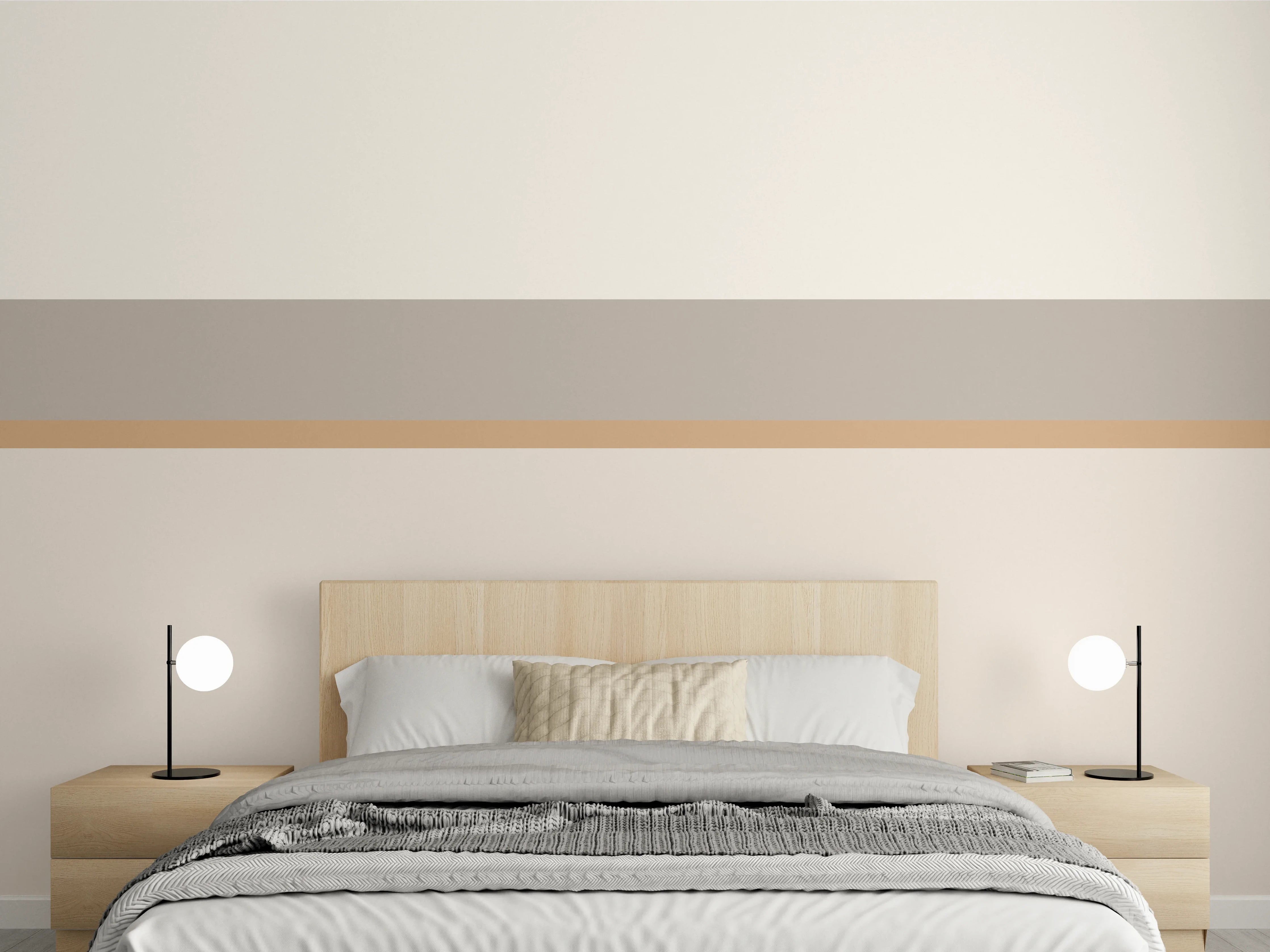 Wandverkleidung Schlafzimmer - Beige-Grau Minimalistische Wanddeko