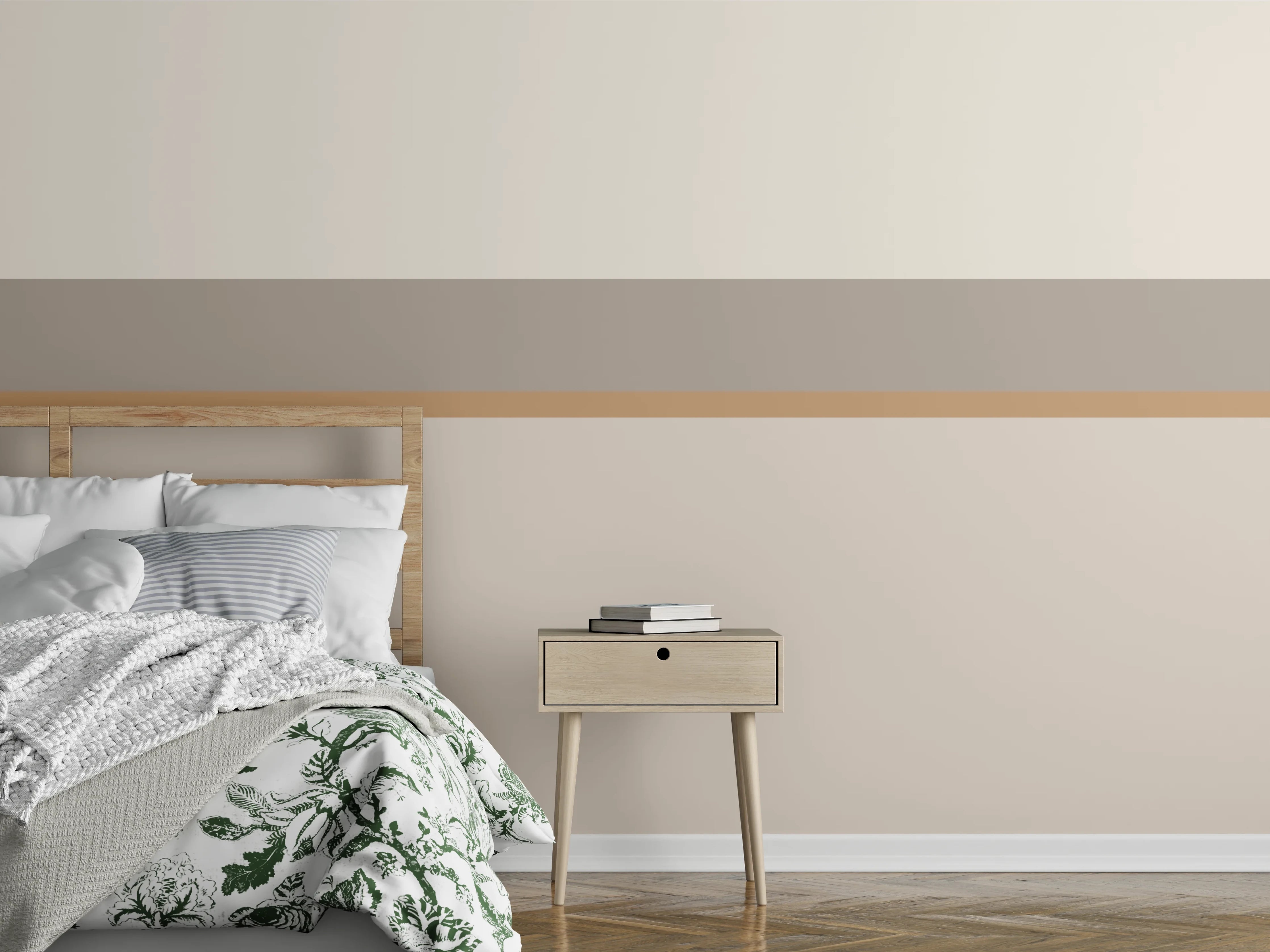 Wandverkleidung Schlafzimmer - Beige-Grau Minimalistische Wanddeko