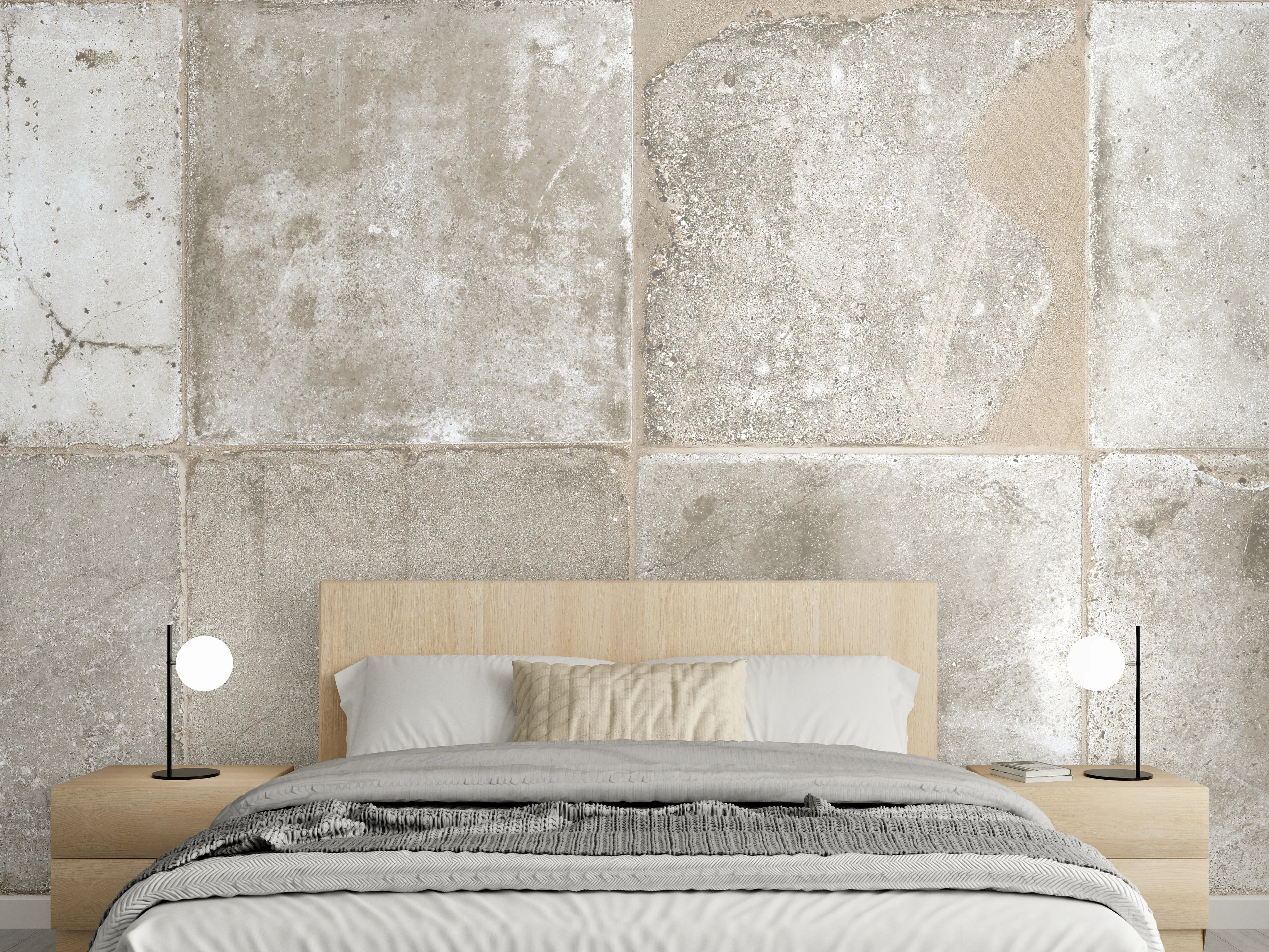 Wandverkleidung Schlafzimmer - Beige Grau Steinwand-Textur