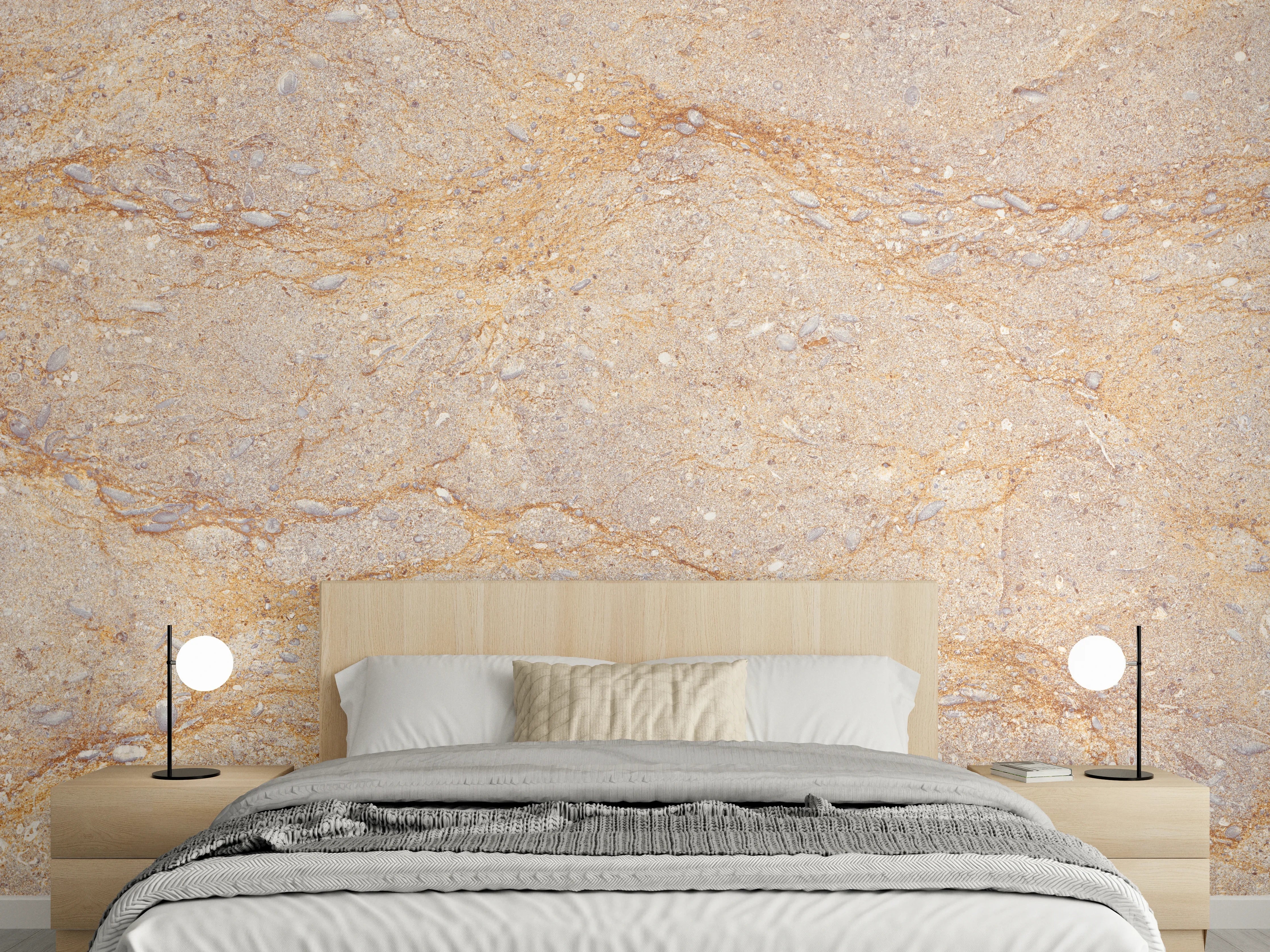 Wandverkleidung Schlafzimmer - Beige Marmoroptik Wanddekor