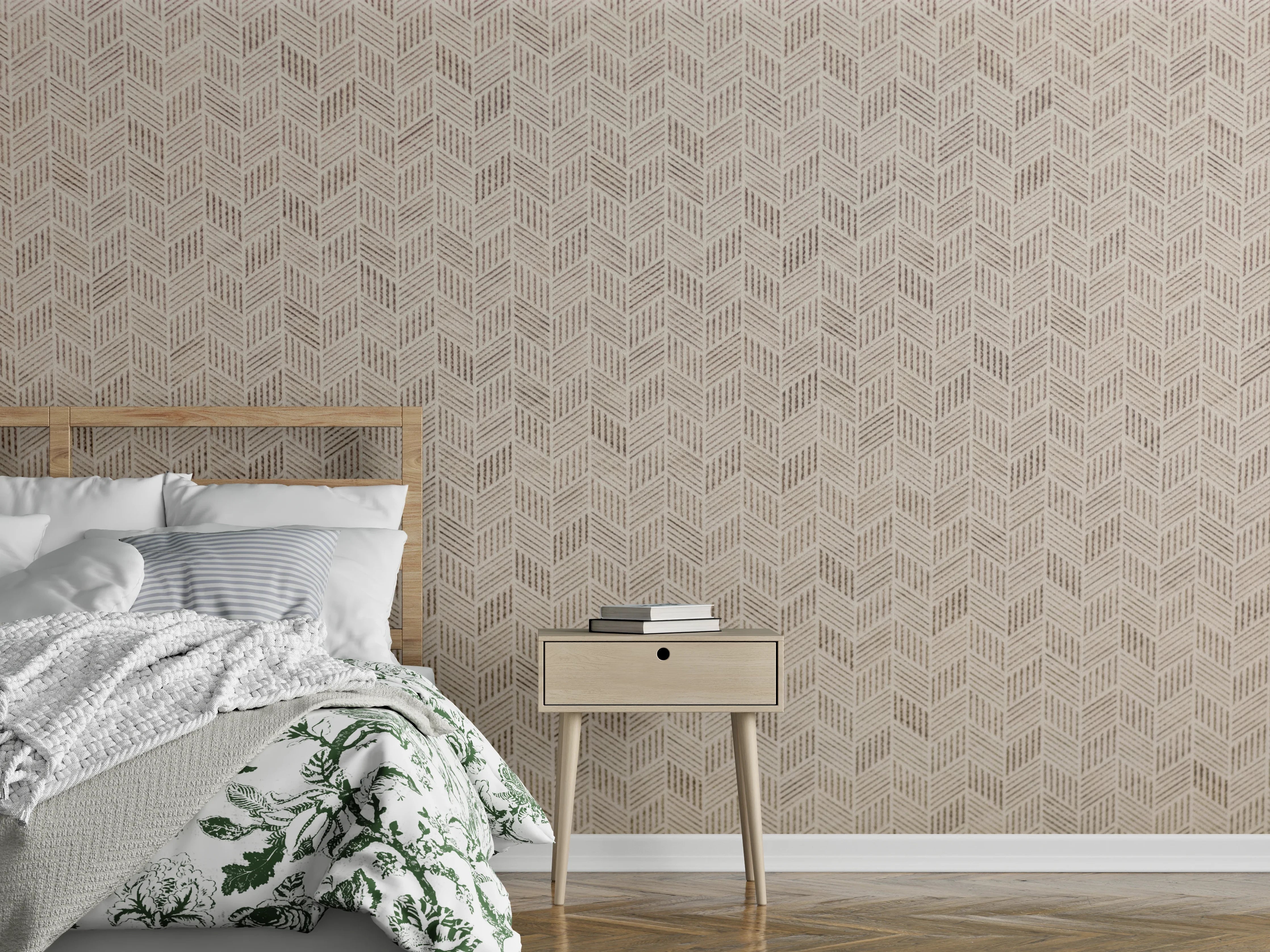 Wandverkleidung Schlafzimmer - Beige Mosaikfliese mit feinem Muster