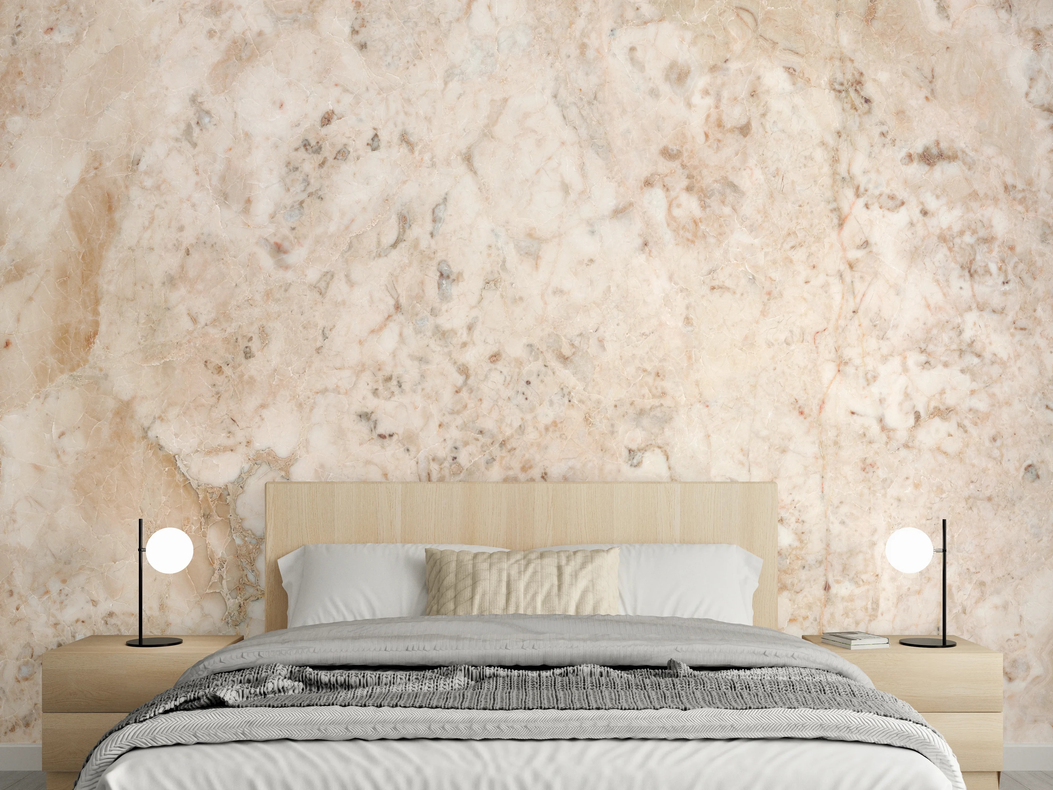 Wandverkleidung Schlafzimmer - Beige Naturmarmor Stein Textur