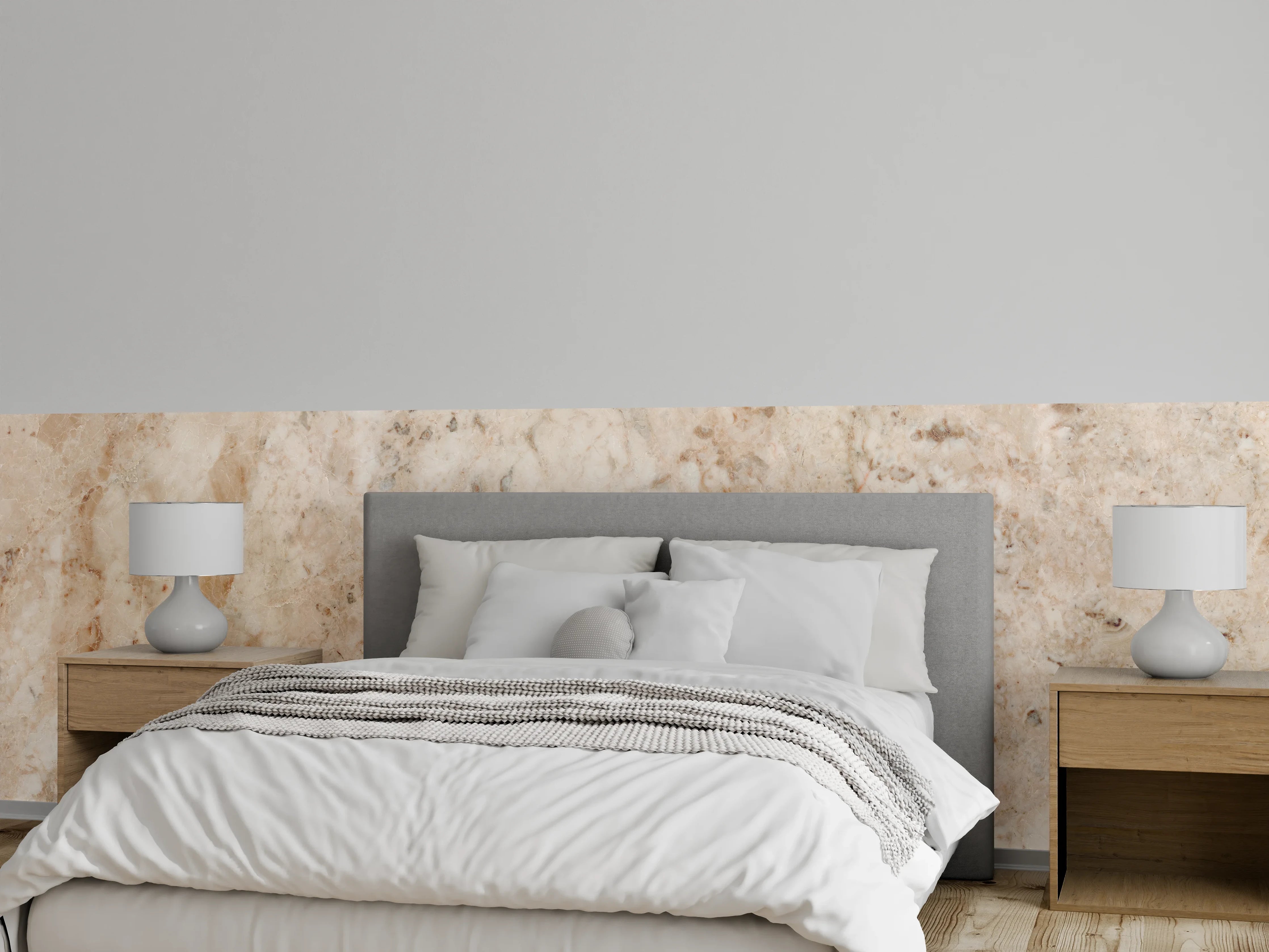 Wandverkleidung Schlafzimmer - Beige Naturmarmor Stein Textur