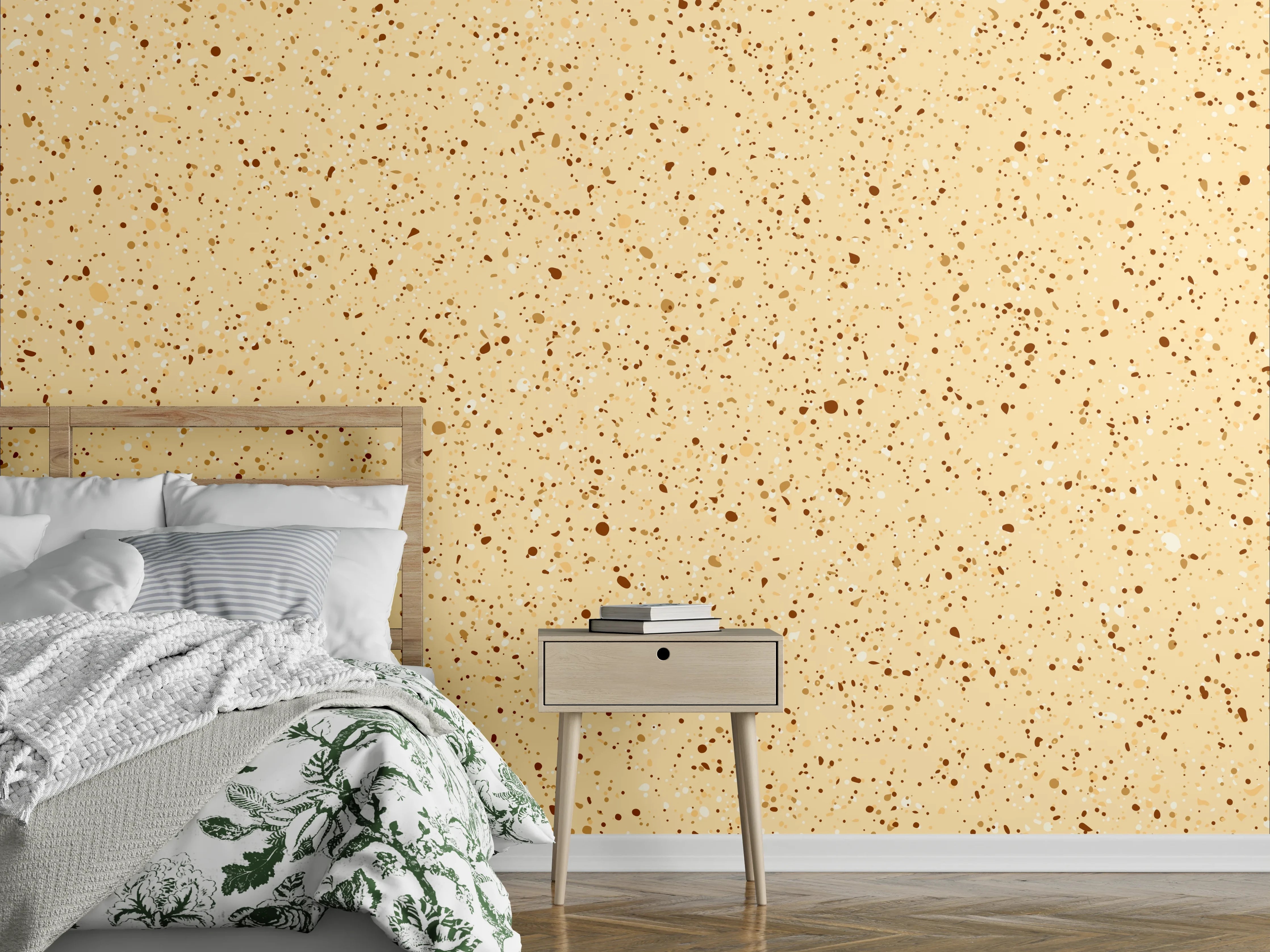 Wandverkleidung Schlafzimmer - Beige-Tönung mit braunen Sprenkeln