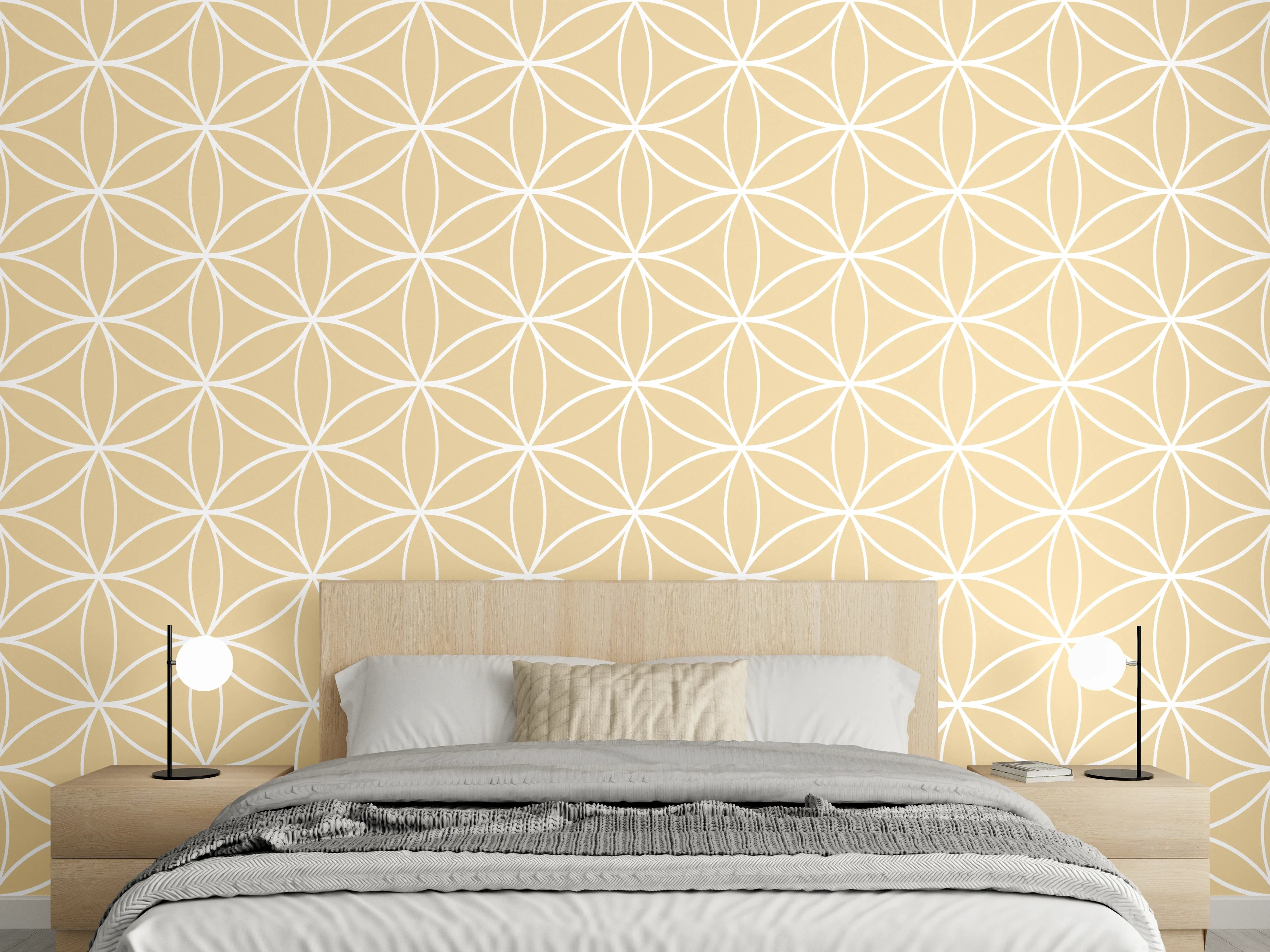 Wandverkleidung Schlafzimmer - Beige-Weiße geometrische Muster-Textur