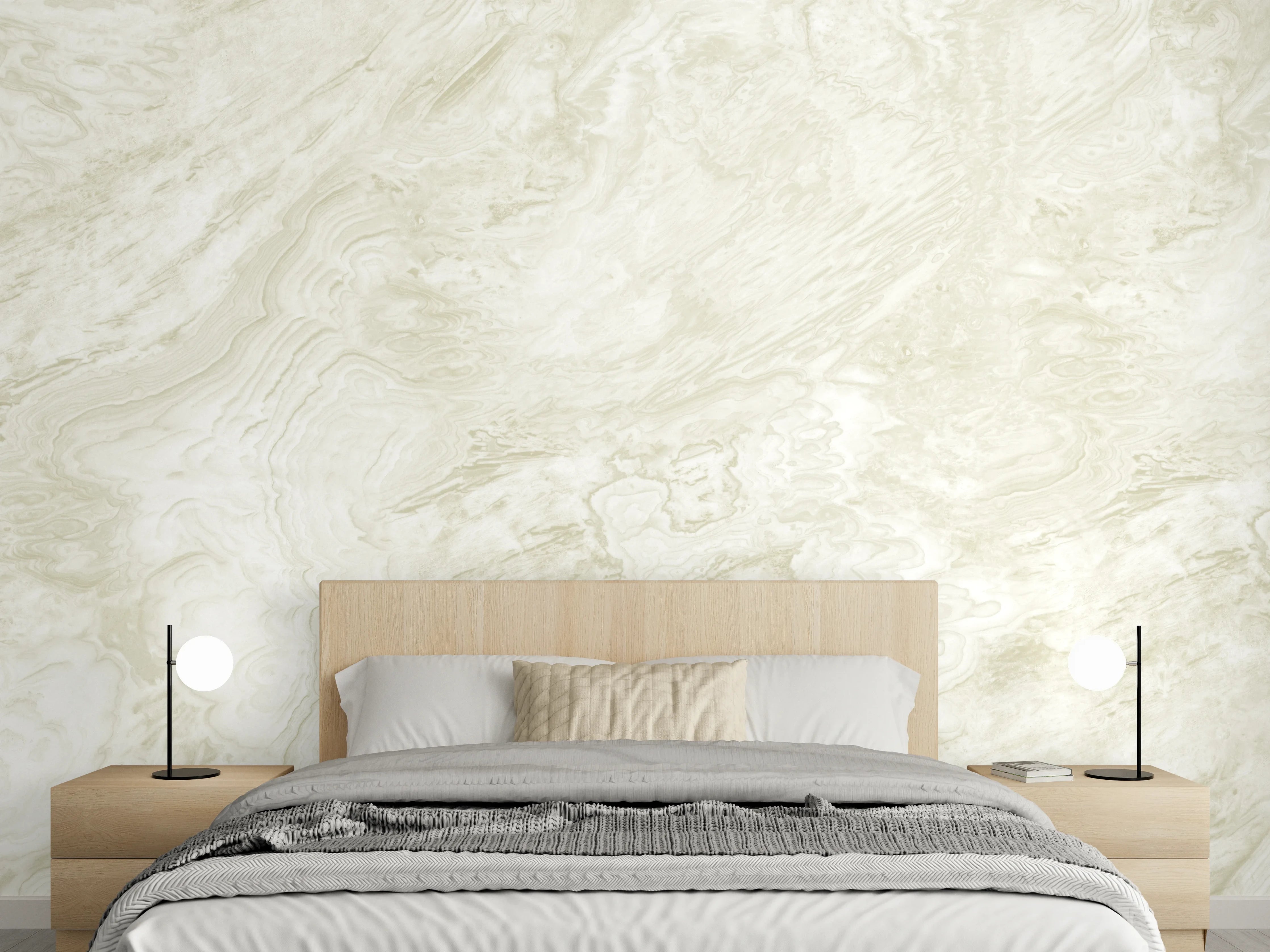Wandverkleidung Schlafzimmer - Beige-Weißer Marmor