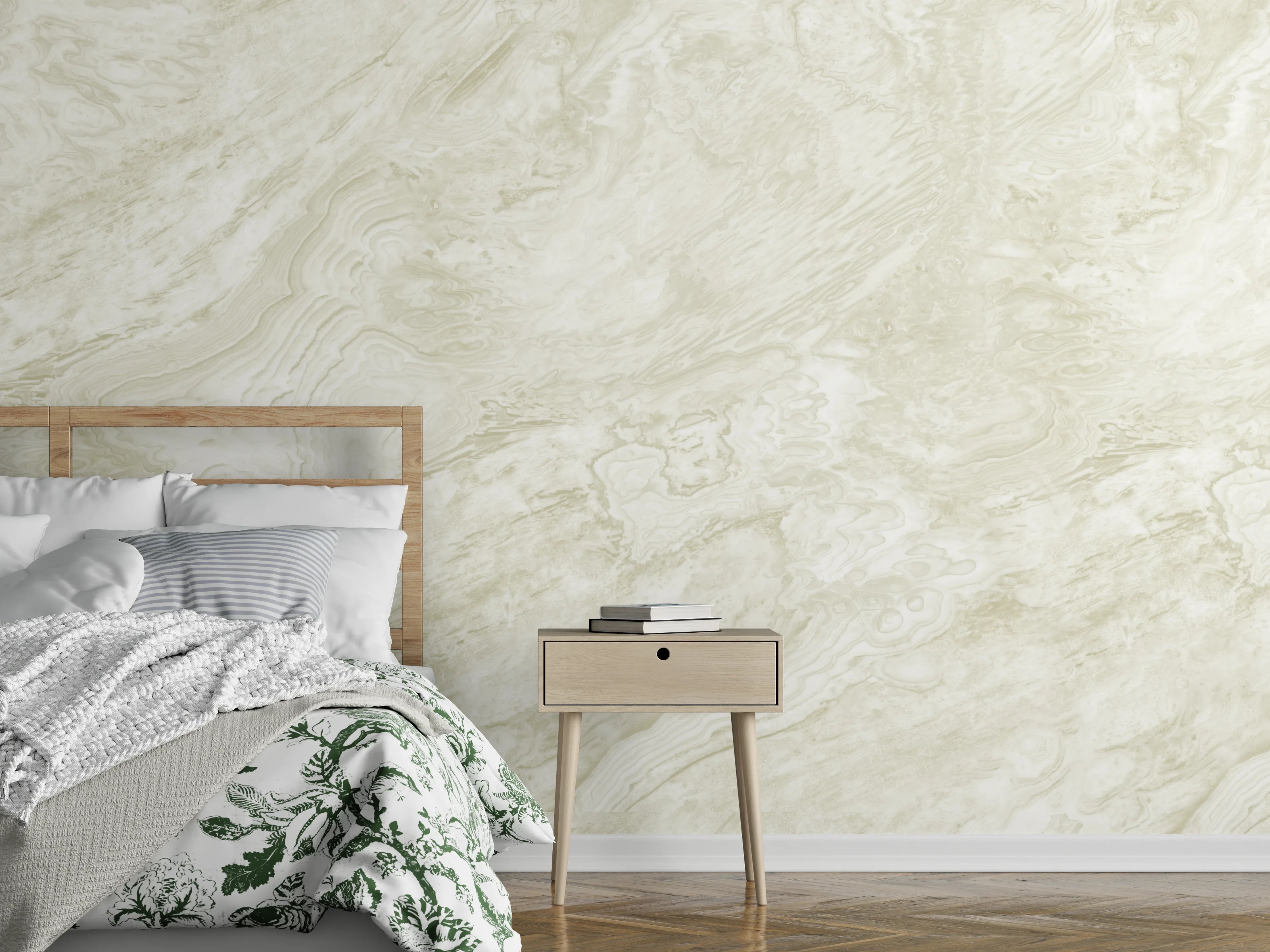 Wandverkleidung Schlafzimmer - Beige-Weißer Marmor