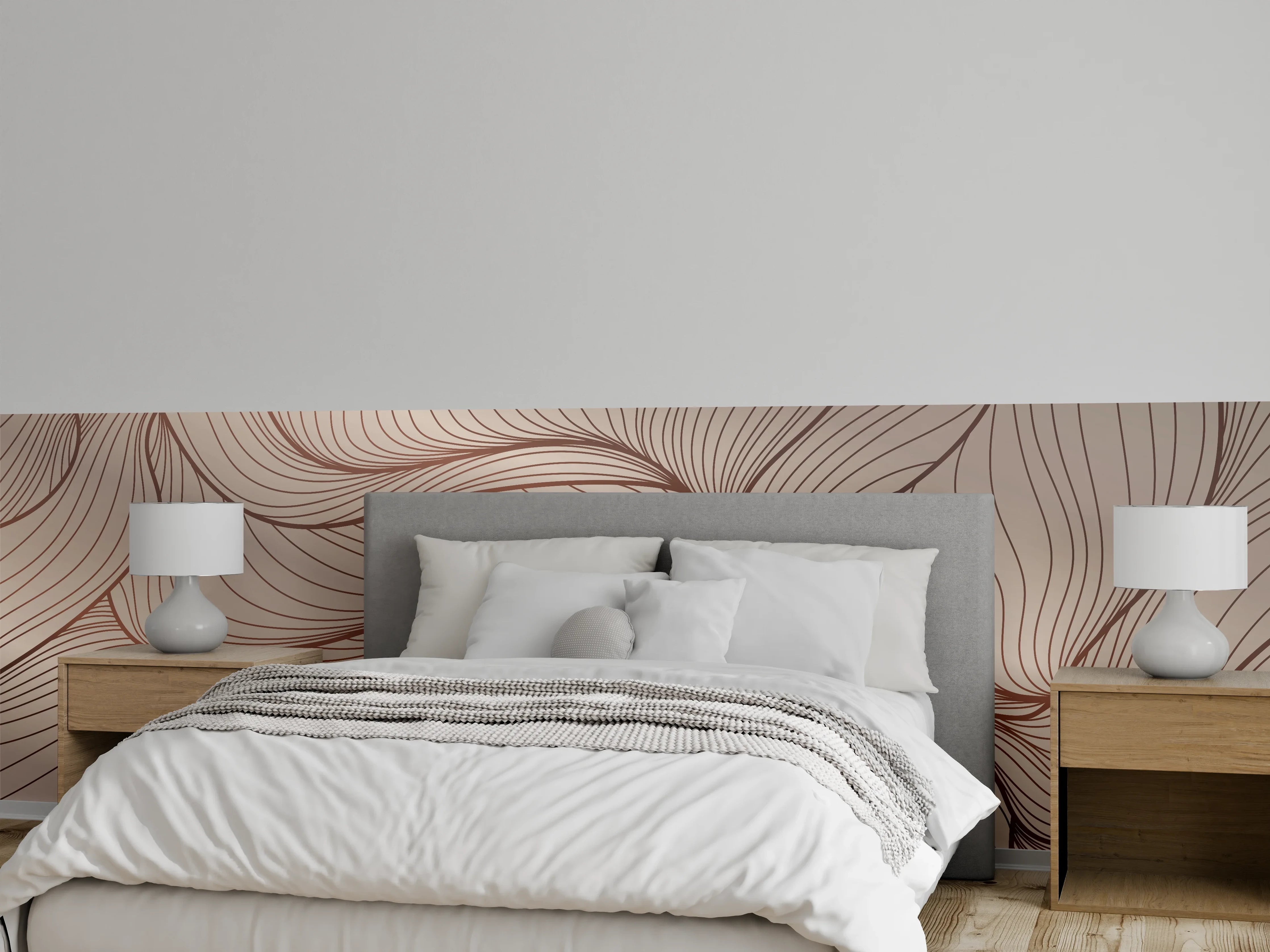 Wandverkleidung Schlafzimmer - Beige Wellenlinien Textur