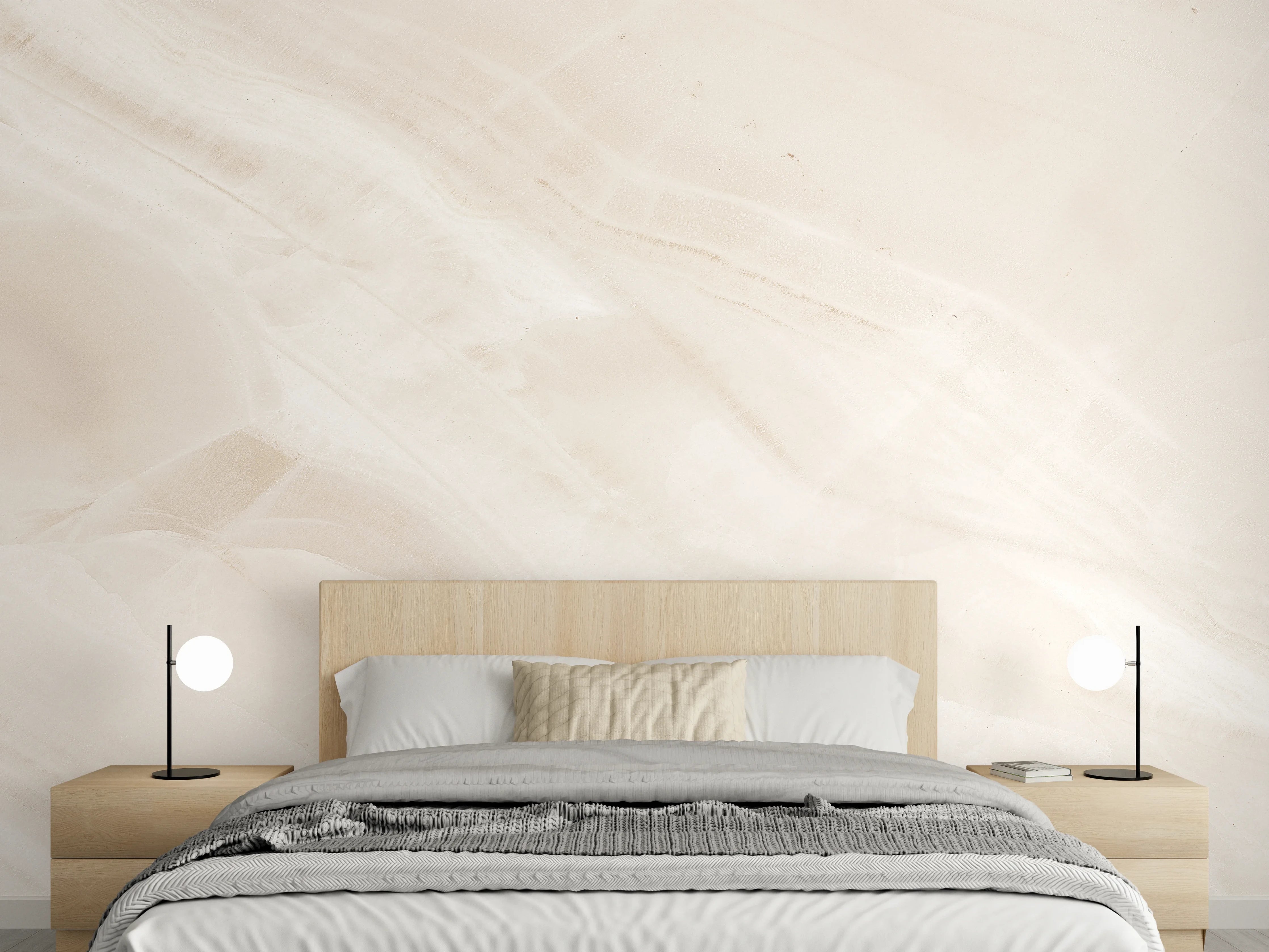 Wandverkleidung Schlafzimmer - Beige natürliche Marmortextur