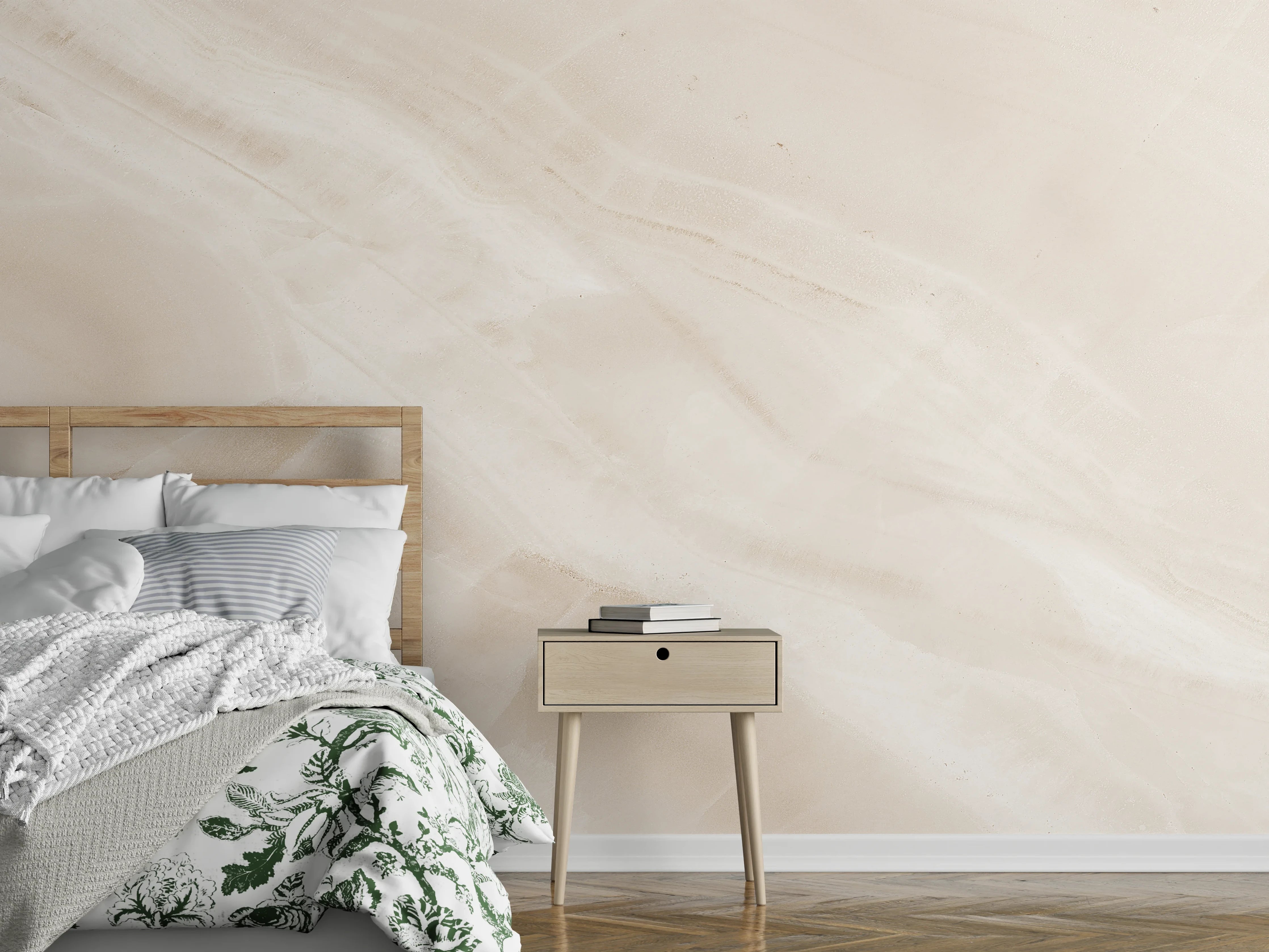 Wandverkleidung Schlafzimmer - Beige natürliche Marmortextur