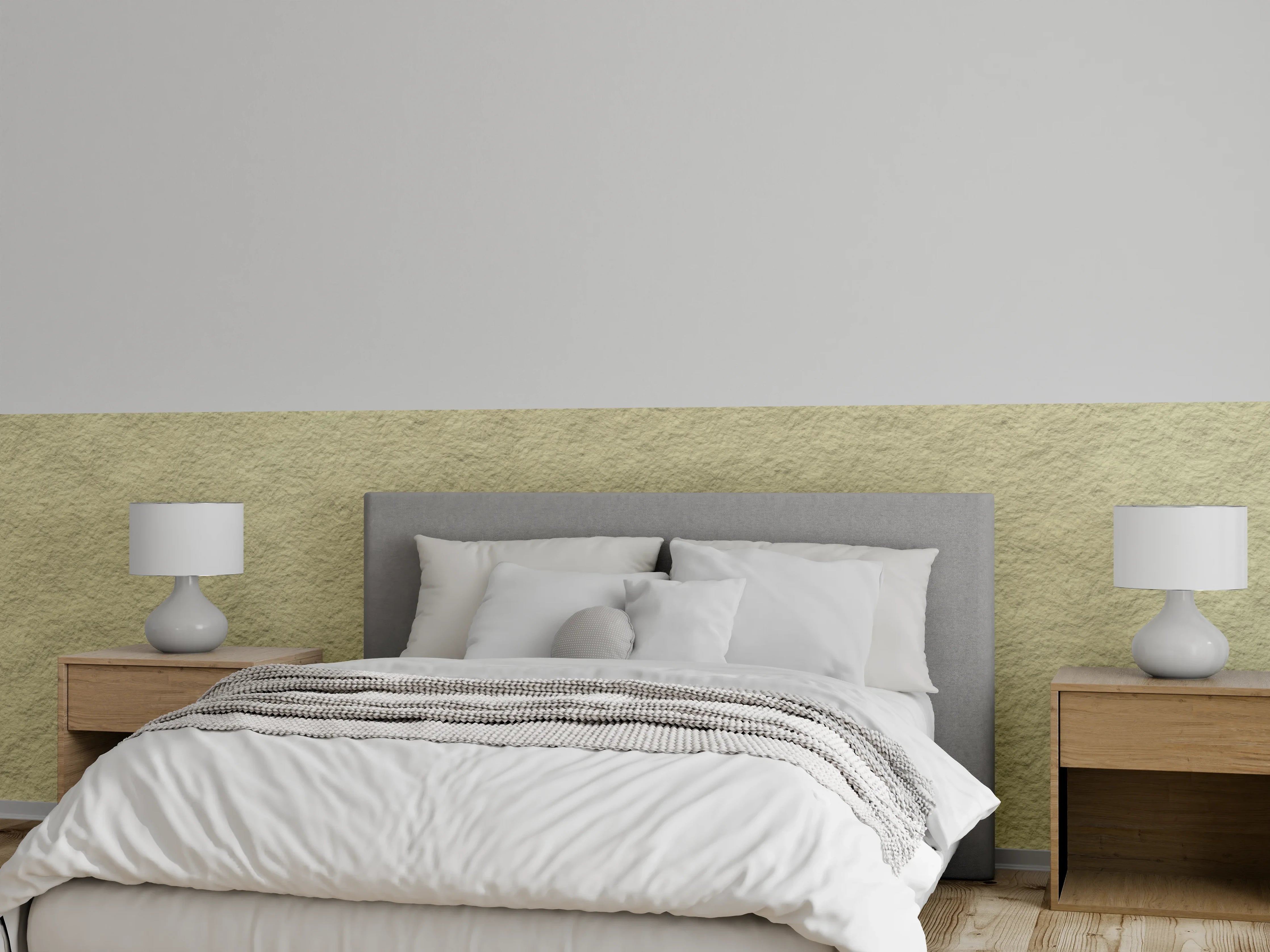 Wandverkleidung Schlafzimmer - Beige strukturierte Oberfläche Tapetenmotiv