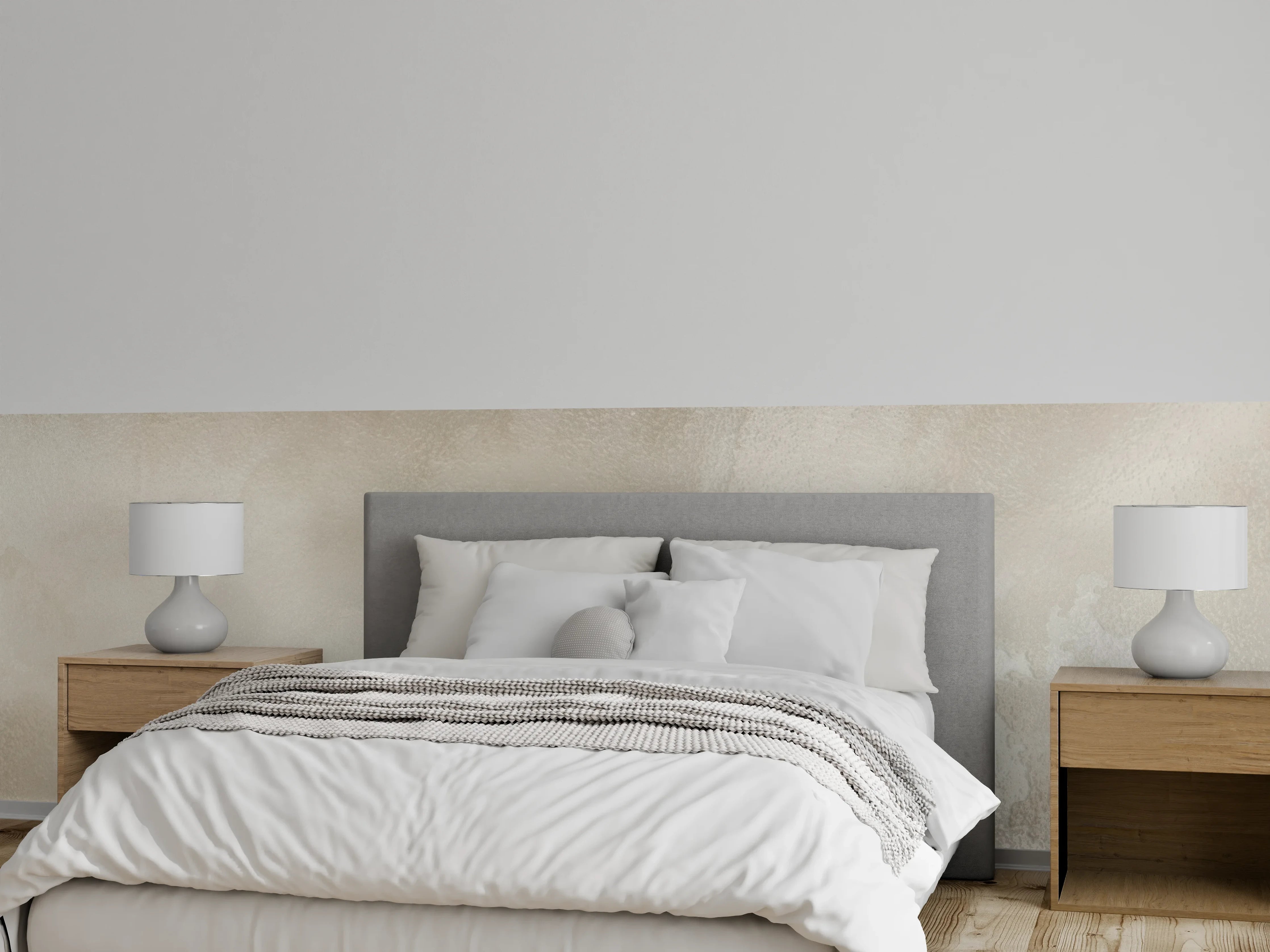 Wandverkleidung Schlafzimmer - Beiger Aquarell-Hintergrund mit sanften Strukturen