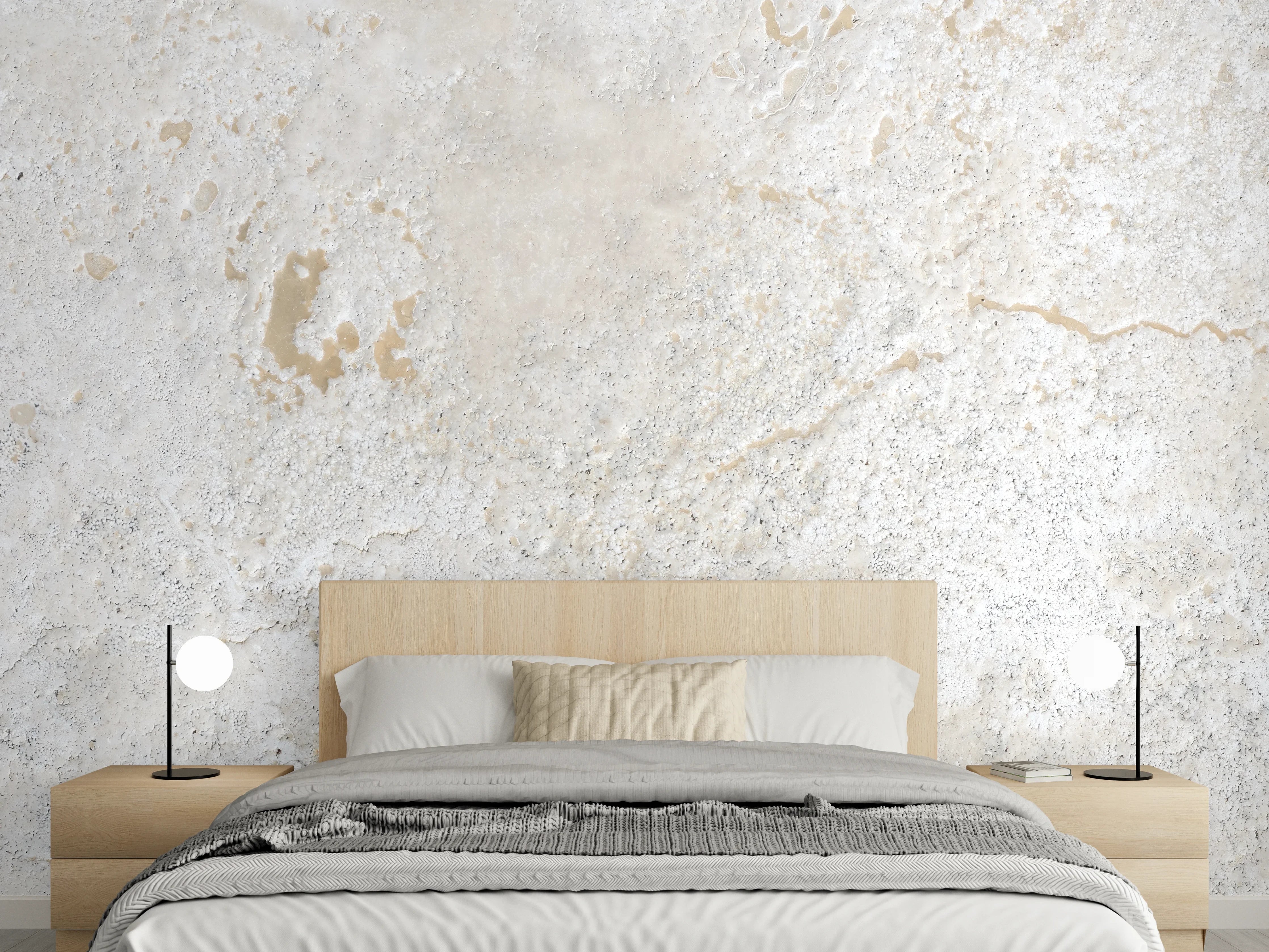 Wandverkleidung Schlafzimmer - Beiger Kalkstein
