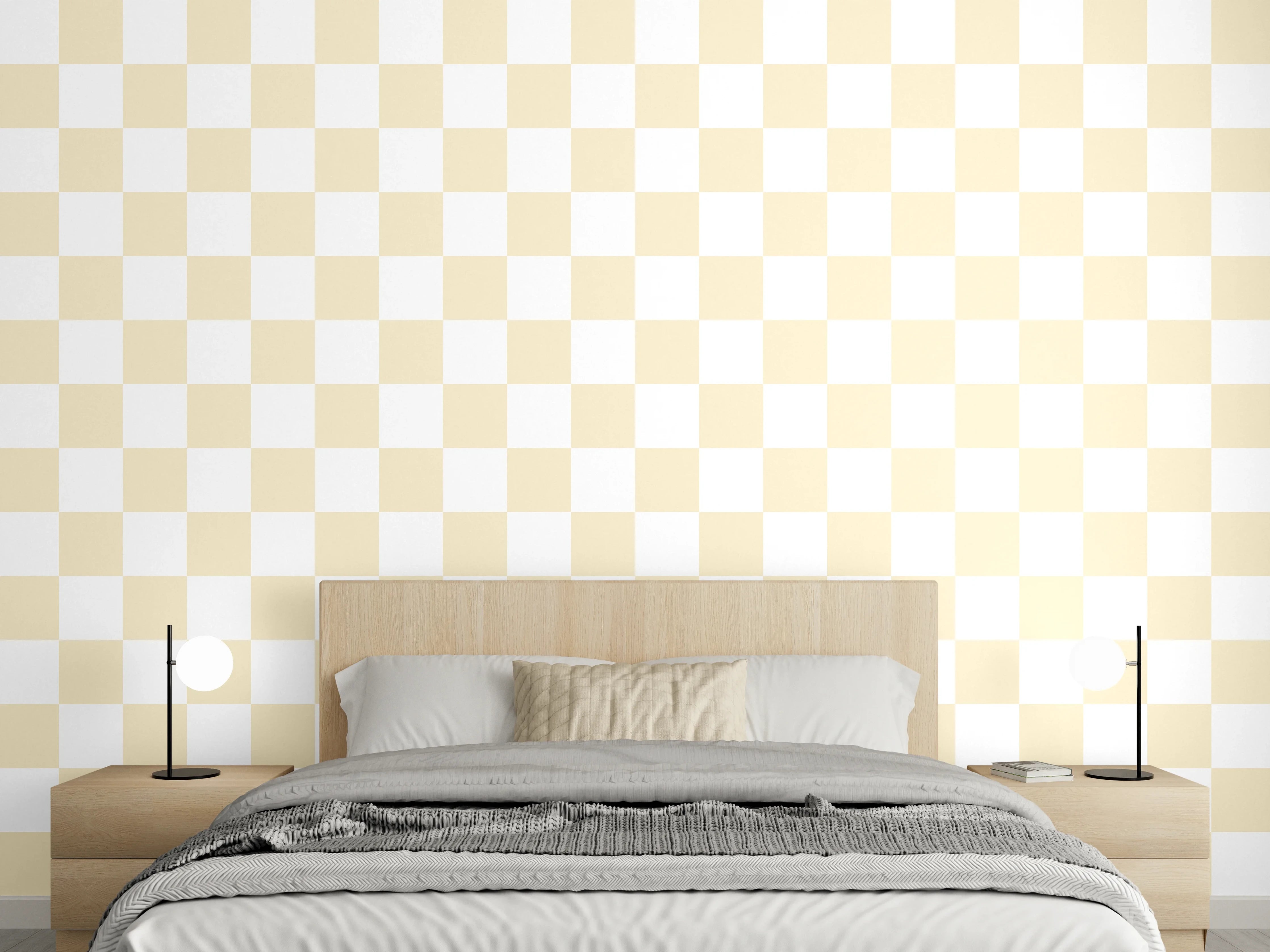 Wandverkleidung Schlafzimmer - Beiger Karomuster-Hintergrund modern minimalistisch