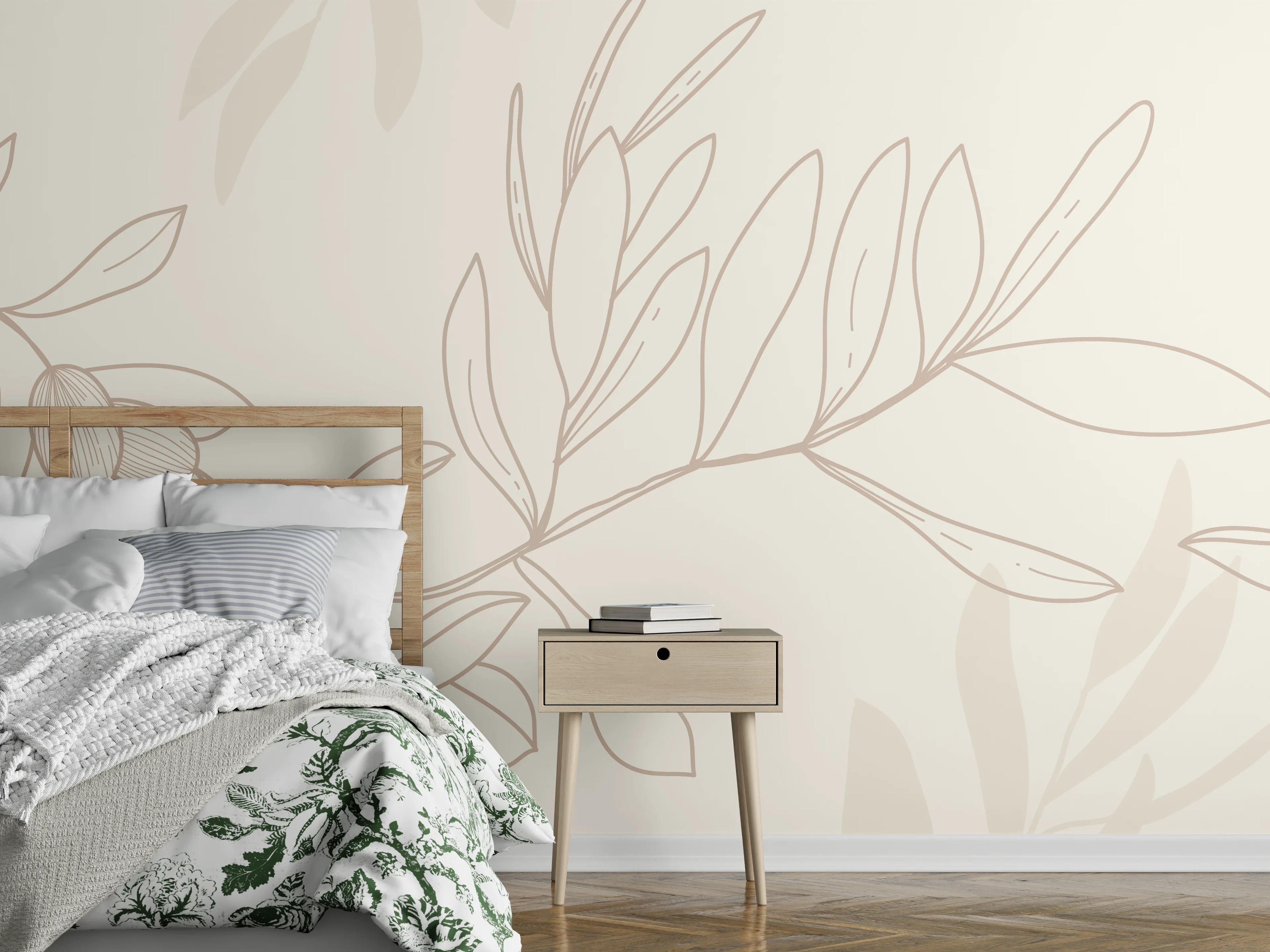 Wandverkleidung Schlafzimmer - Beiger Olivenzweig