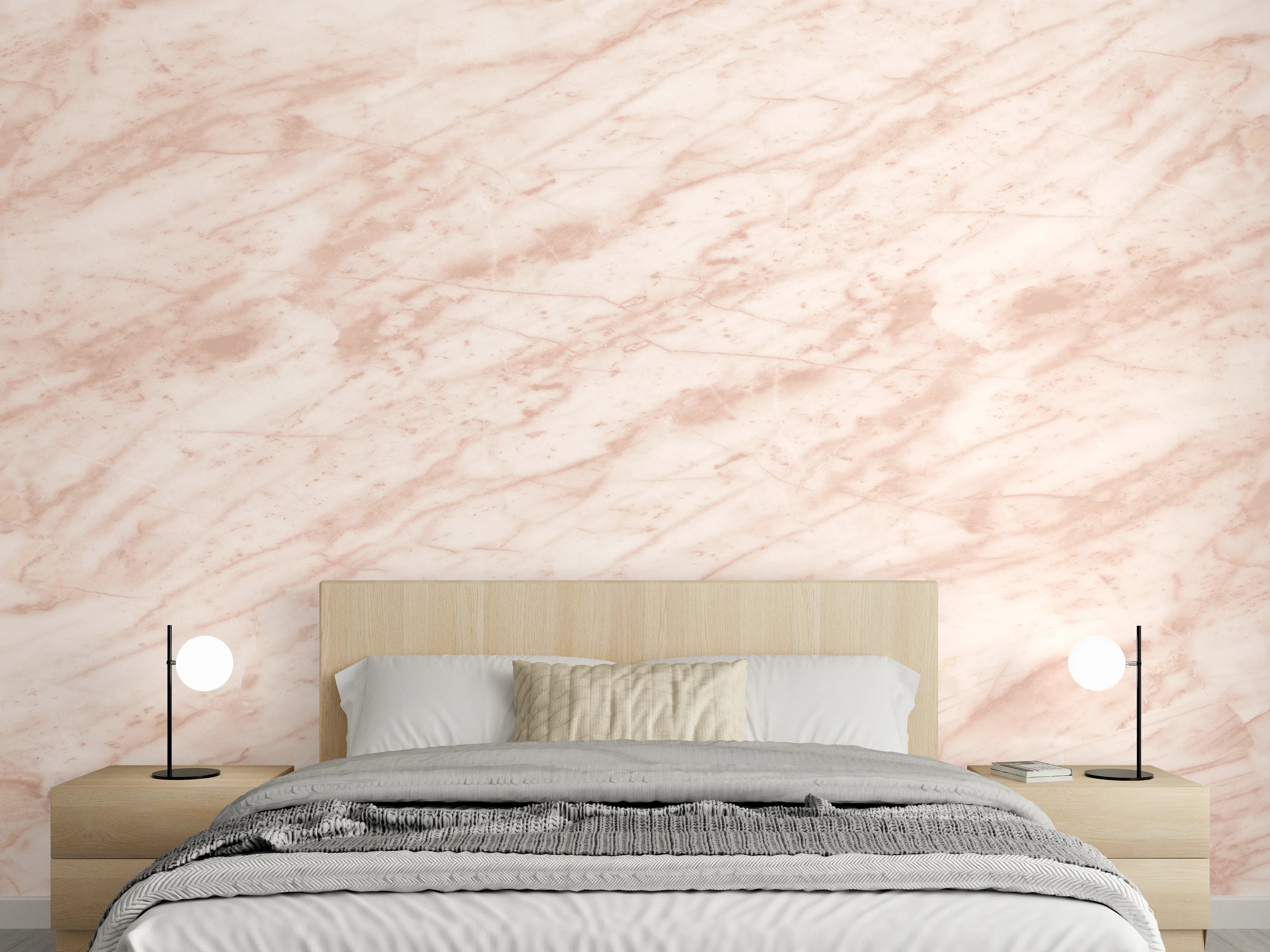 Wandverkleidung Schlafzimmer - Beiger abstrakter Marmor