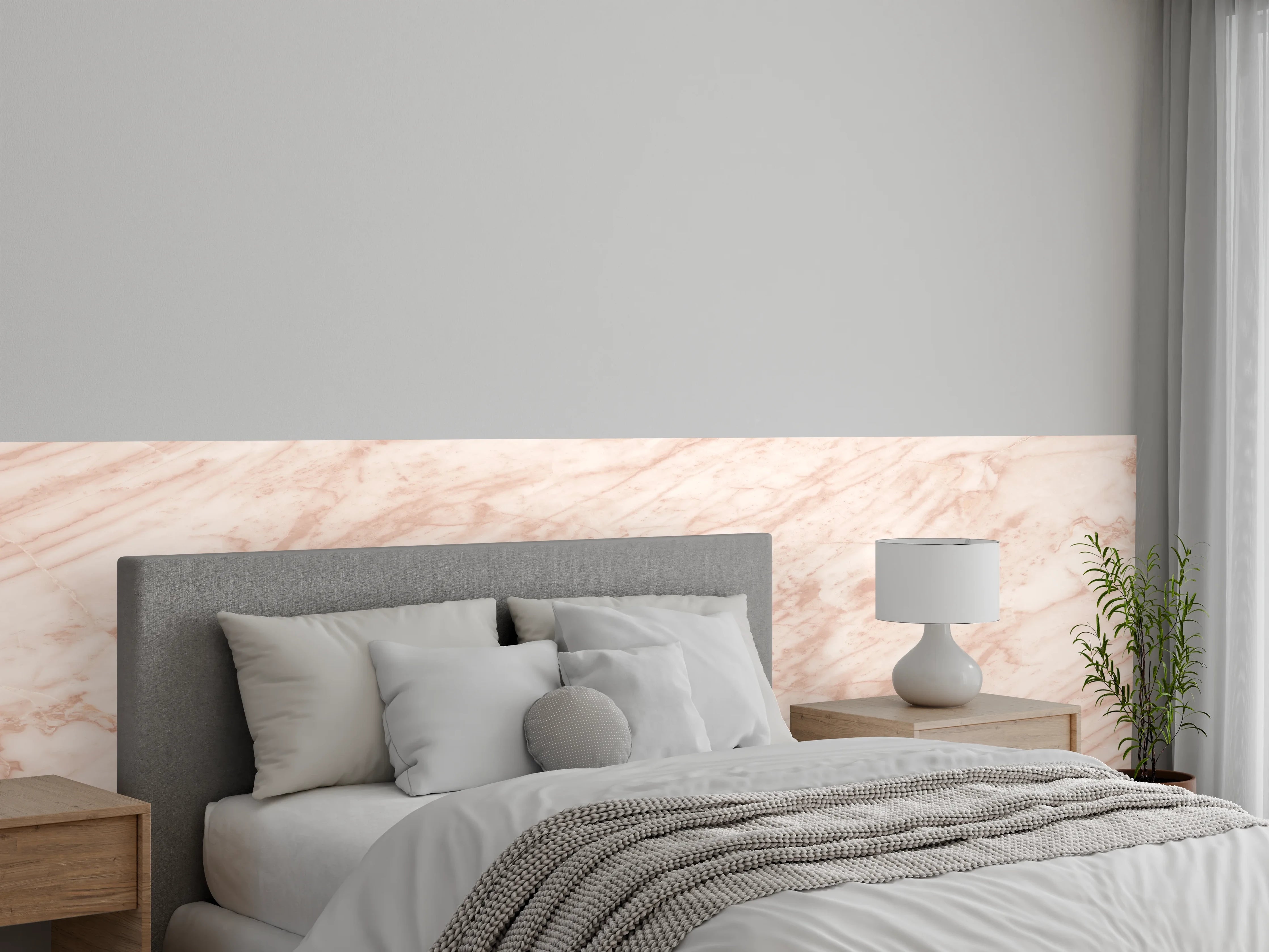 Wandverkleidung Schlafzimmer - Beiger abstrakter Marmor