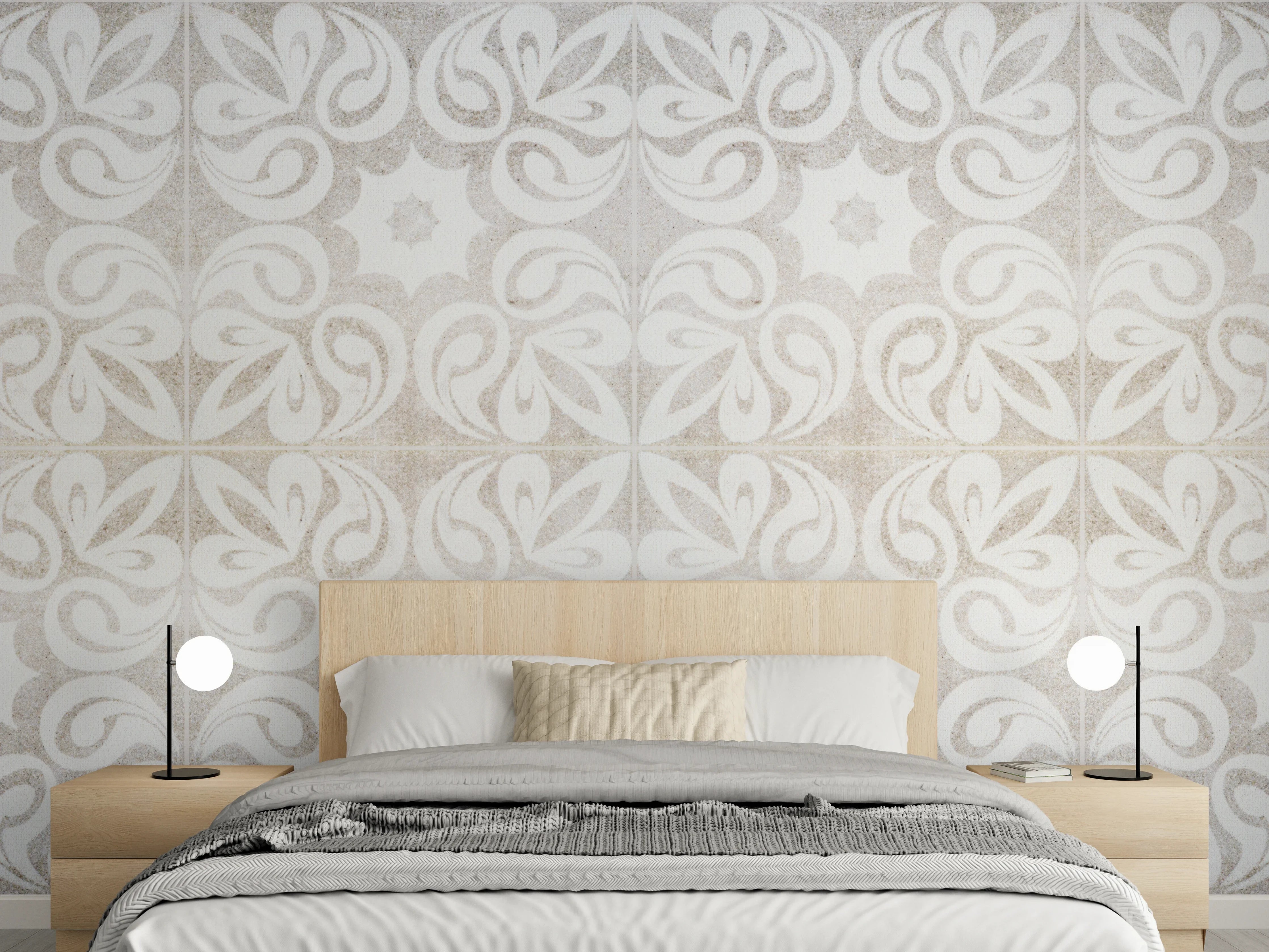 Wandverkleidung Schlafzimmer - Beiges quadratisches Mosaikmotiv
