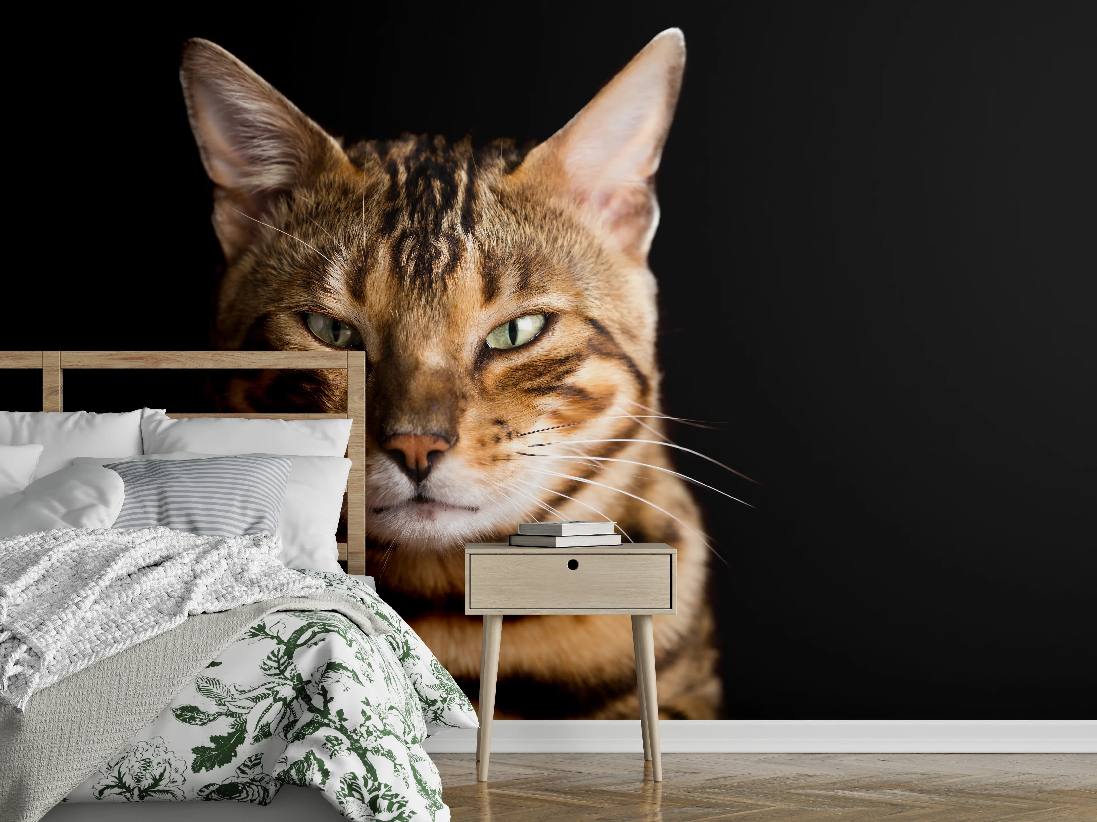 Wandverkleidung Schlafzimmer - Bengalkatze Portrait