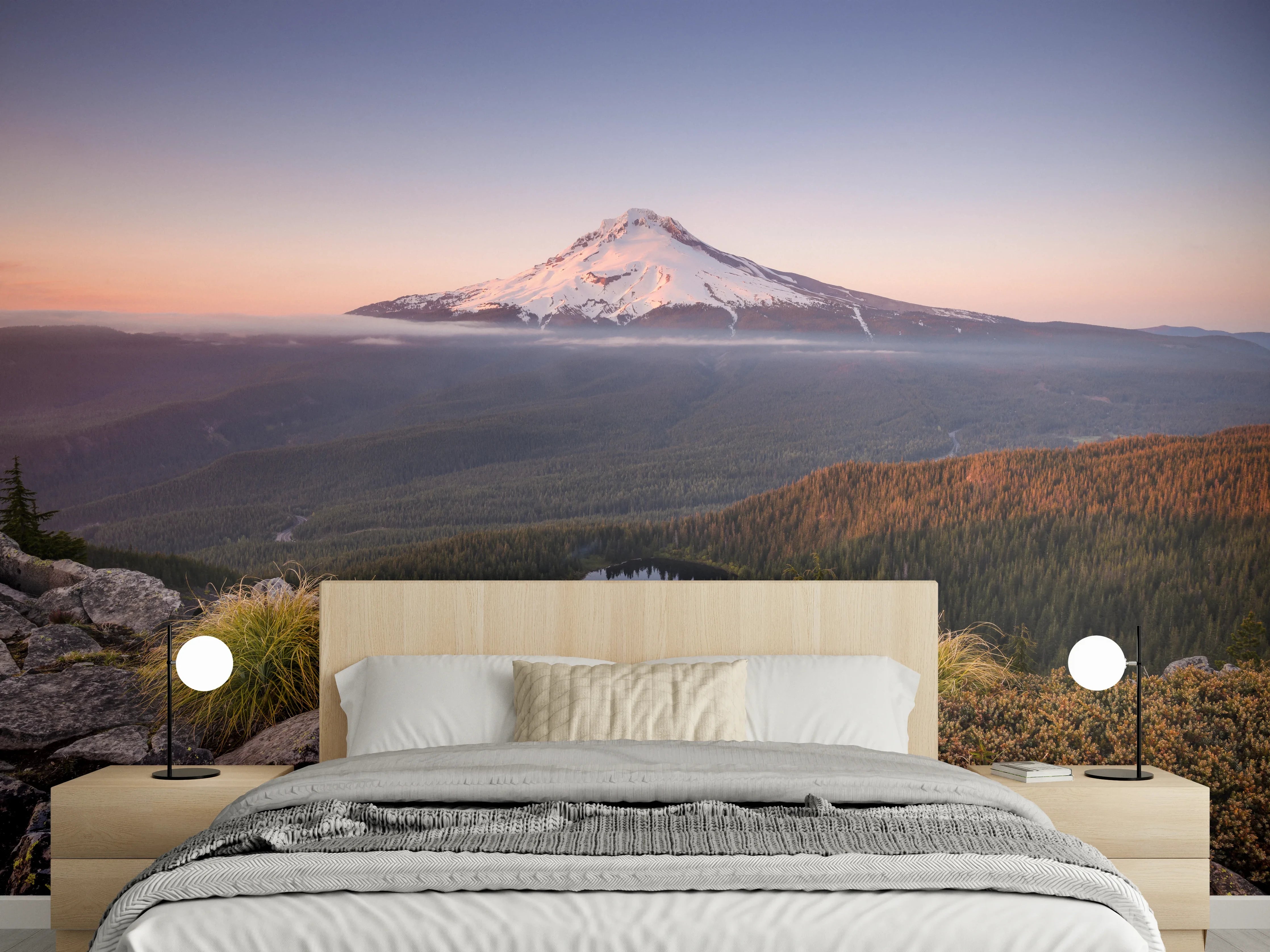 Wandverkleidung Schlafzimmer - Bergpanorama Natur Landschaft Sonnenaufgang