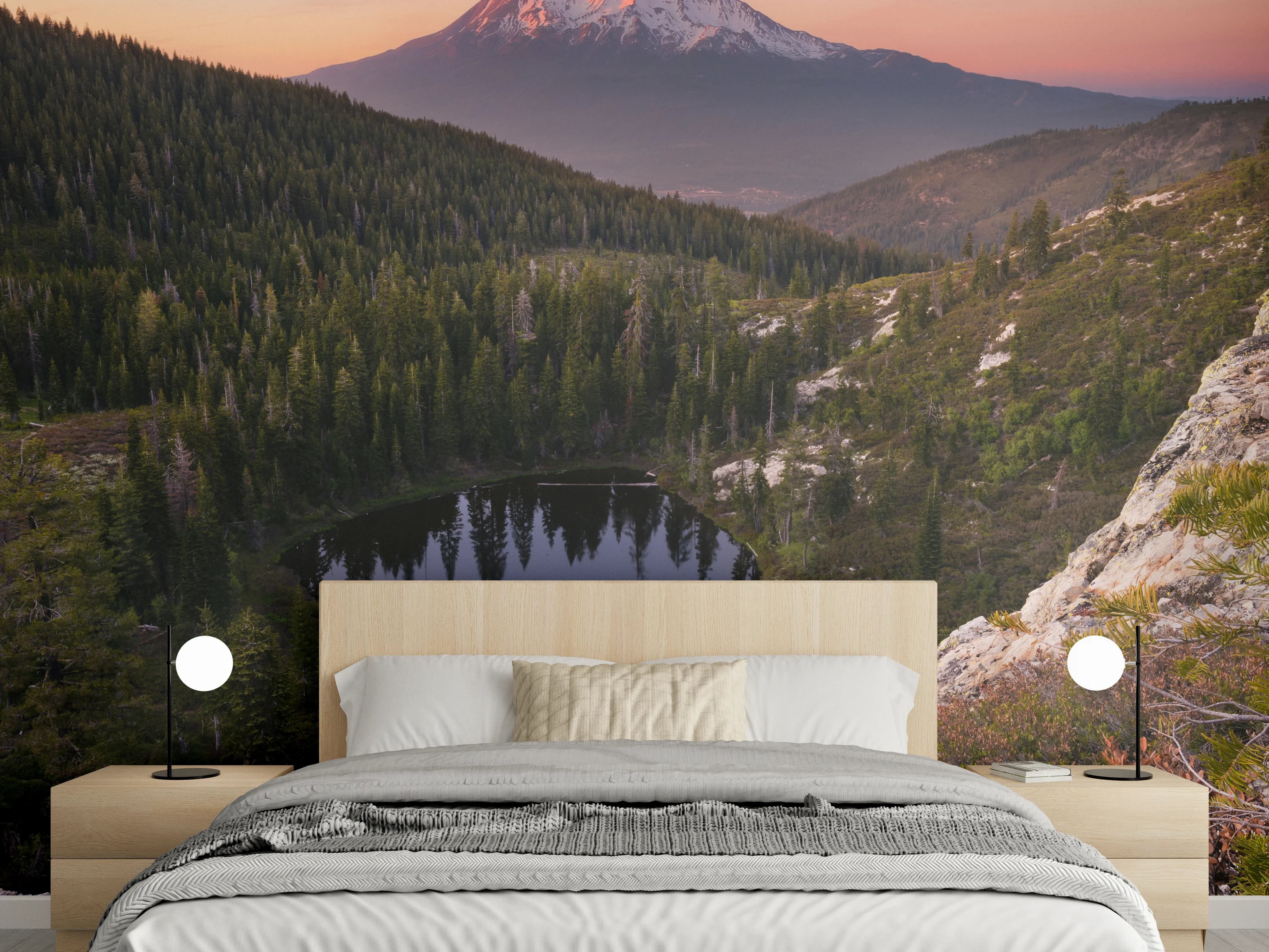 Wandverkleidung Schlafzimmer - Bergsee Panorama Natur Fotomotiv