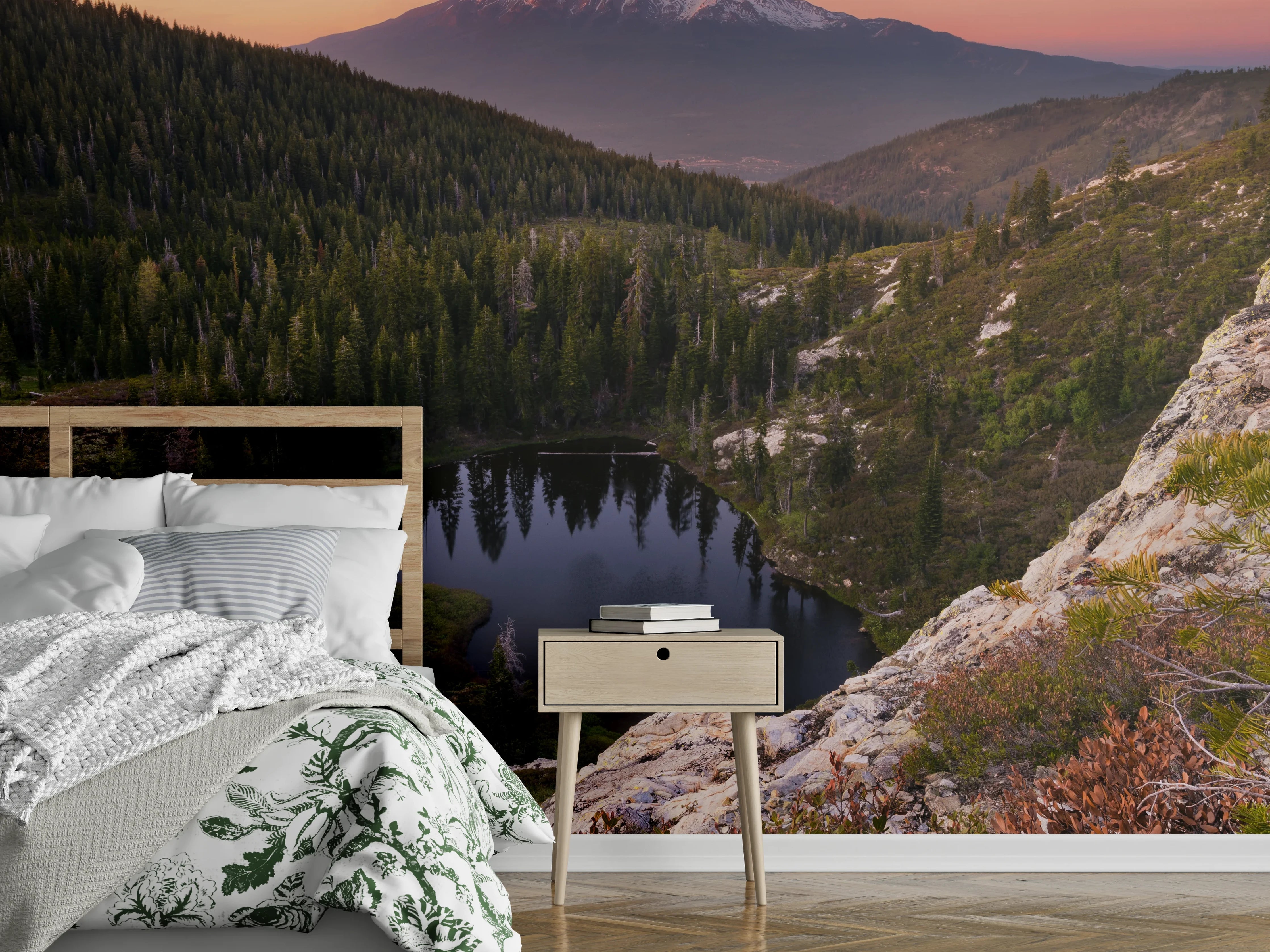 Wandverkleidung Schlafzimmer - Bergsee Panorama Natur Fotomotiv