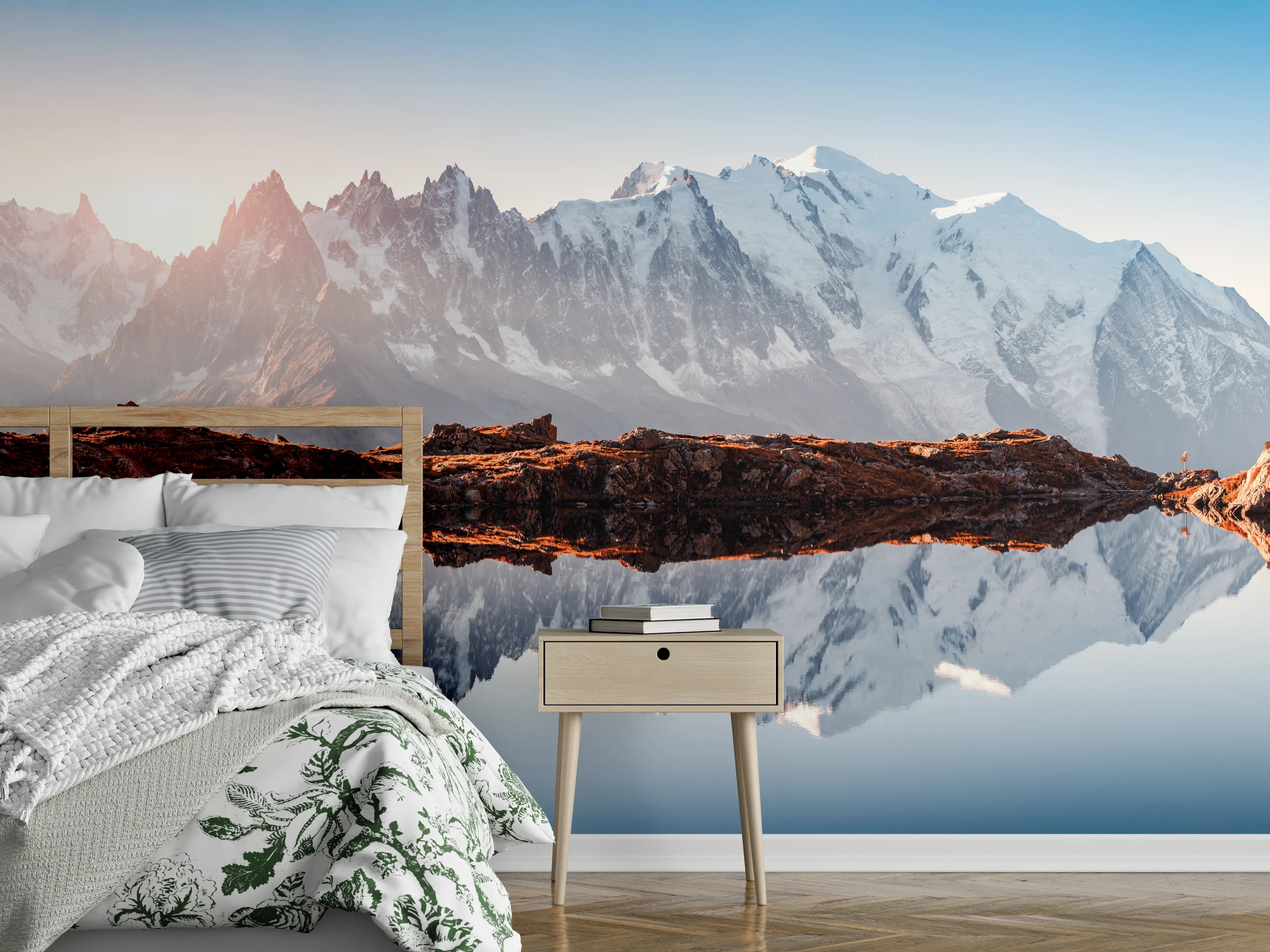 Wandverkleidung Schlafzimmer - Bergsee Panorama Wandbild Natur
