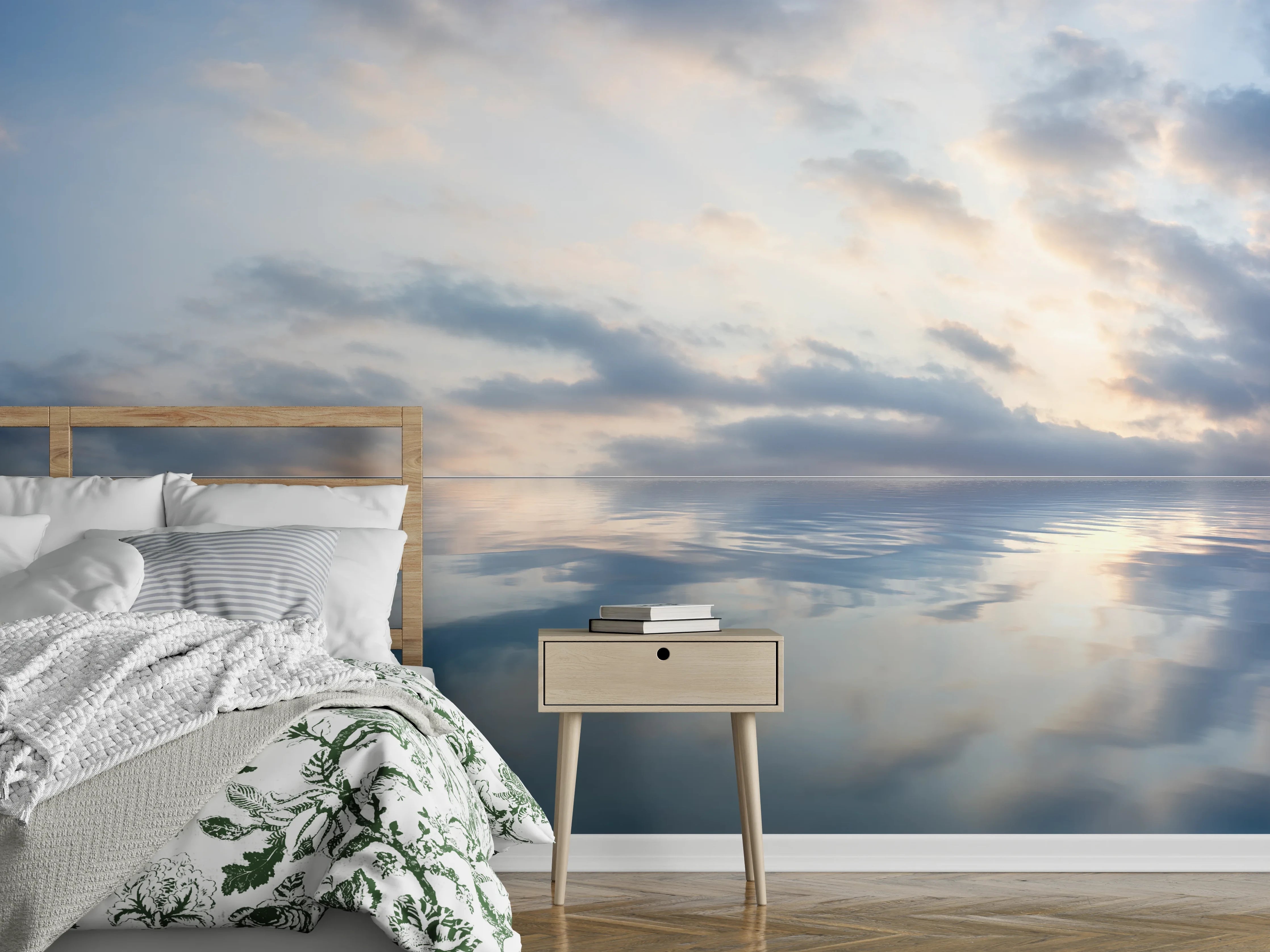 Wandverkleidung Schlafzimmer - Beruhigende Himmelsspiegelung Panorama