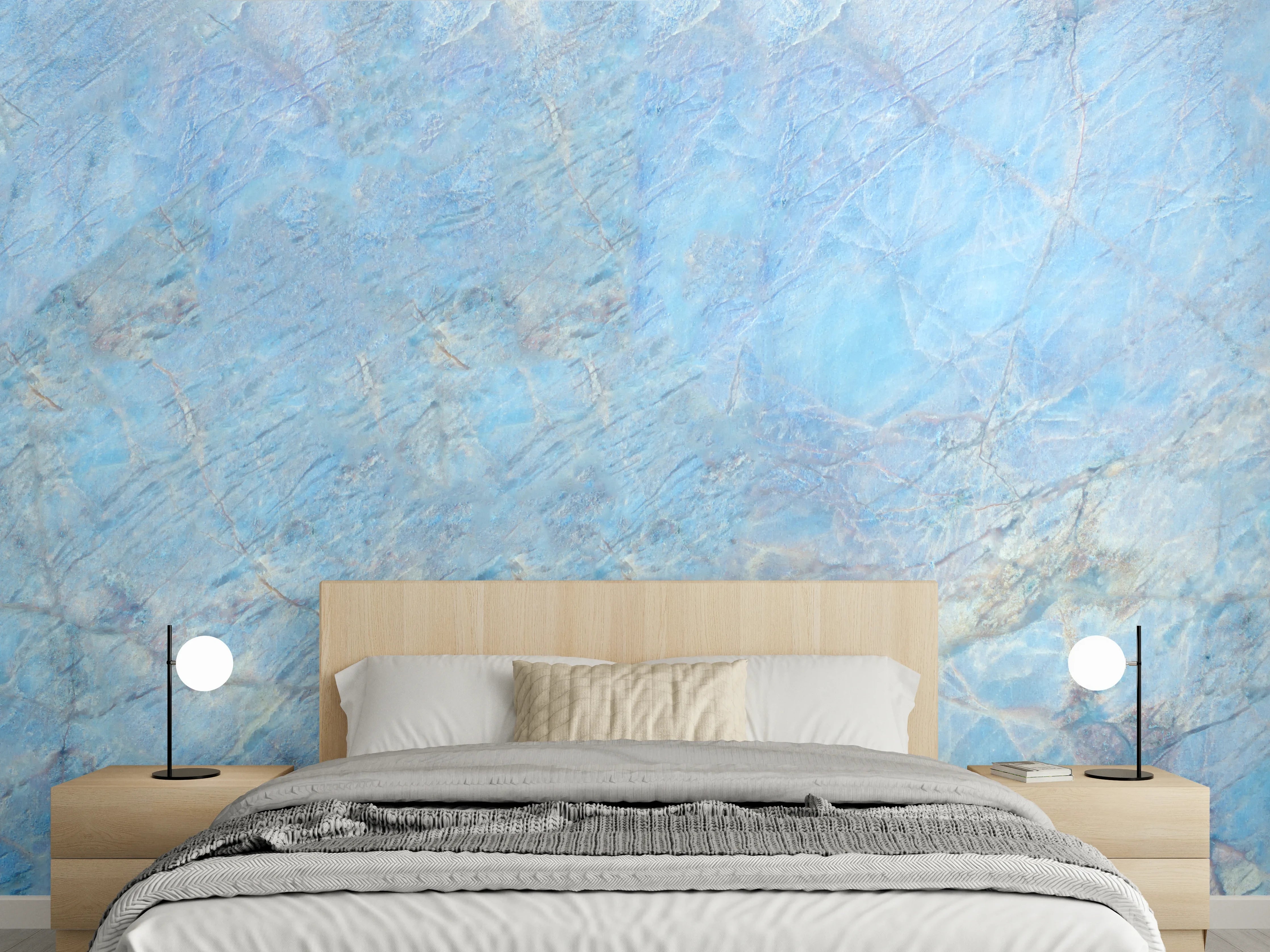 Wandverkleidung Schlafzimmer - Beruhigende blaue Marmorstruktur