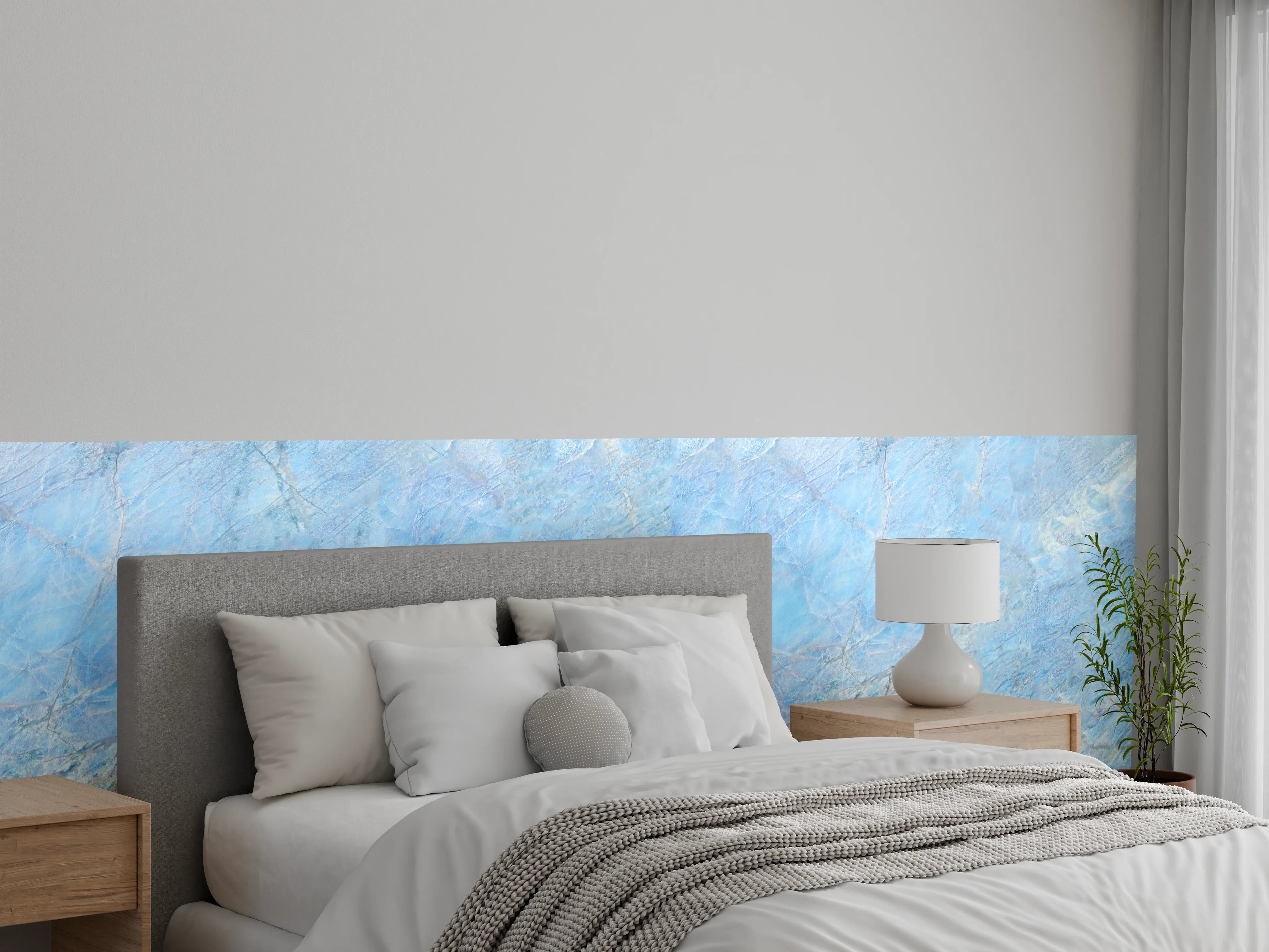 Wandverkleidung Schlafzimmer - Beruhigende blaue Marmorstruktur