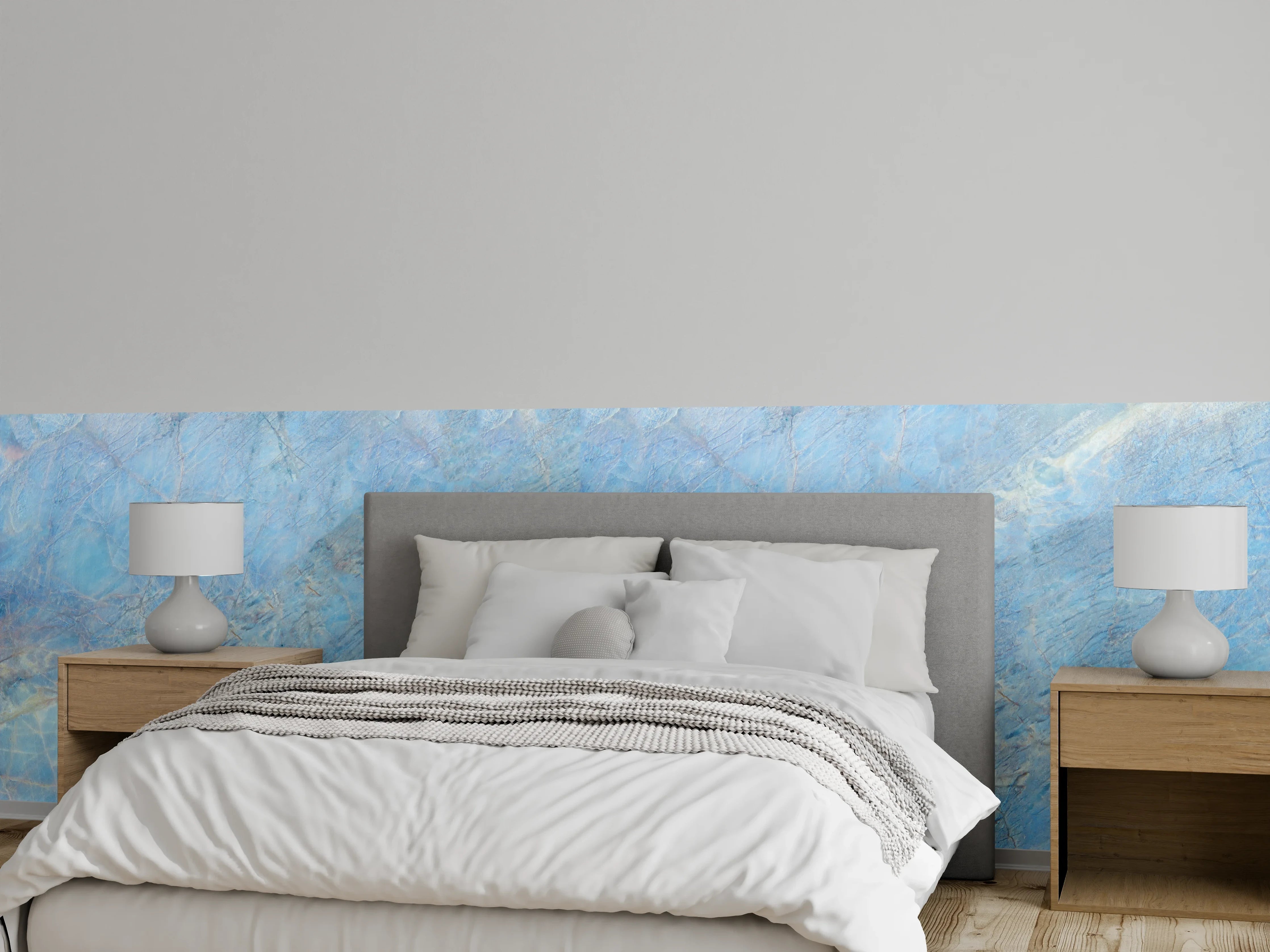 Wandverkleidung Schlafzimmer - Beruhigende blaue Marmorstruktur