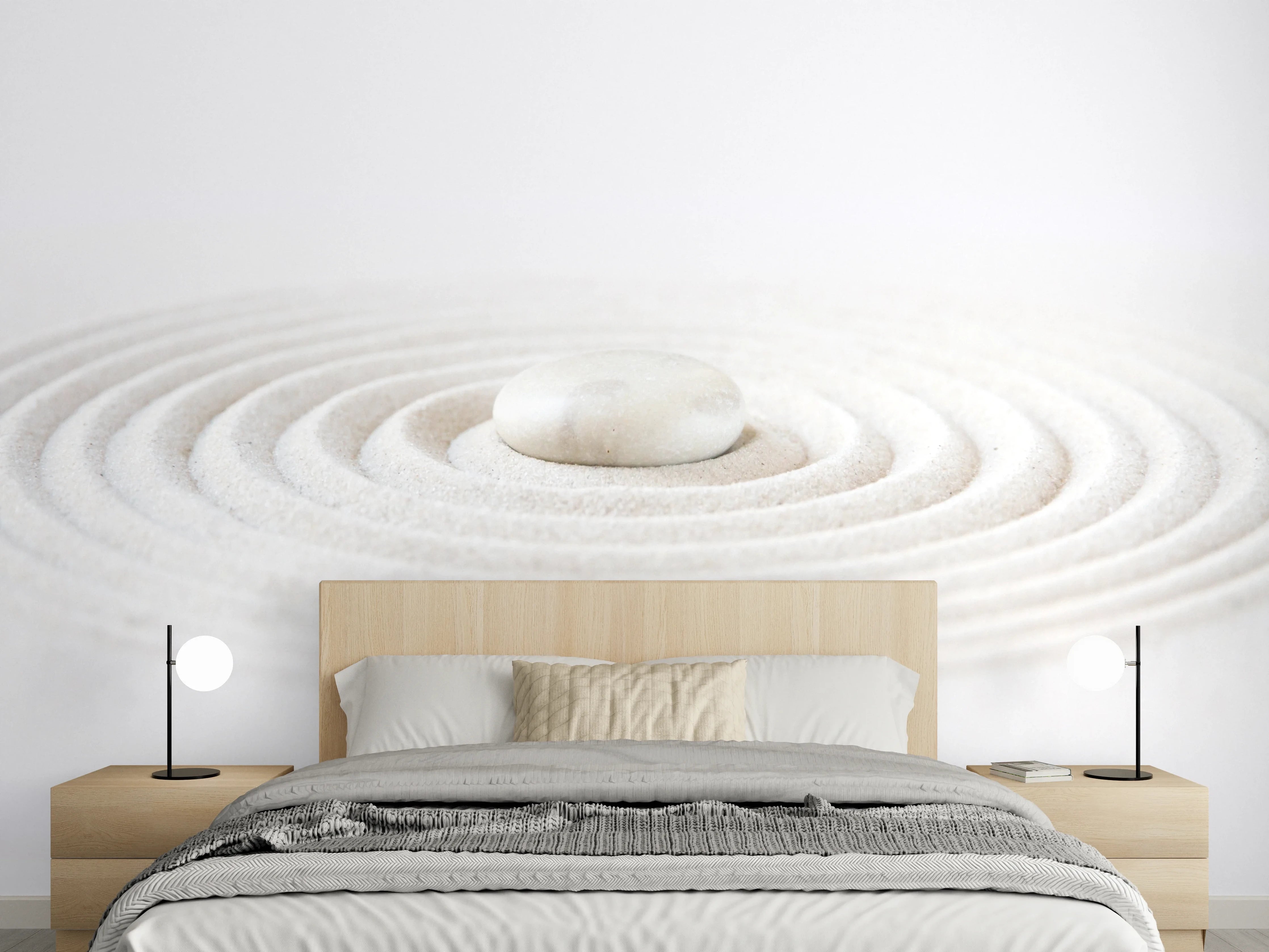 Wandverkleidung Schlafzimmer - Beruhigender Zen-Garten mit Sandstein