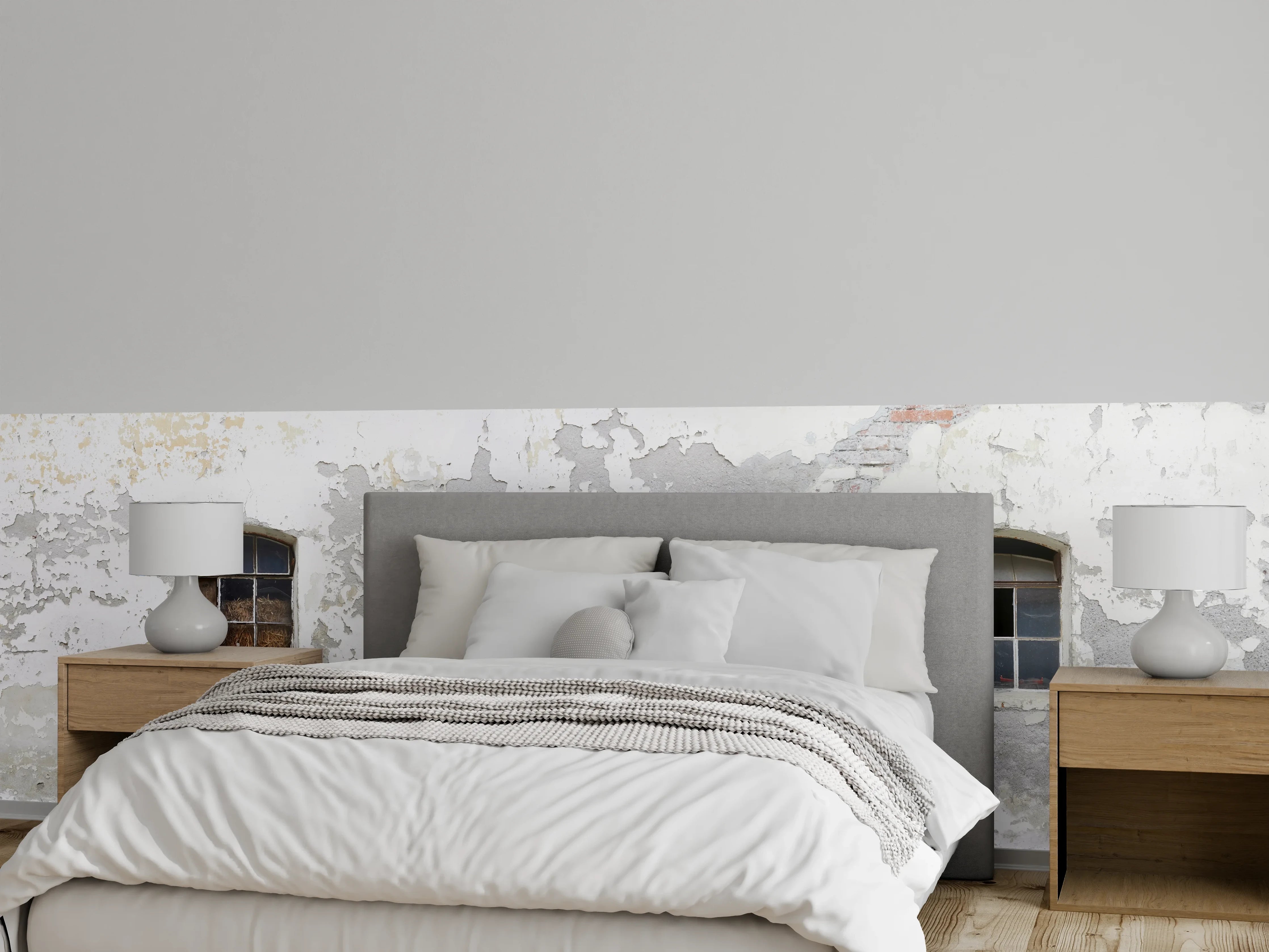 Wandverkleidung Schlafzimmer - Beschädigte Fenster einer veralteten Hauswand