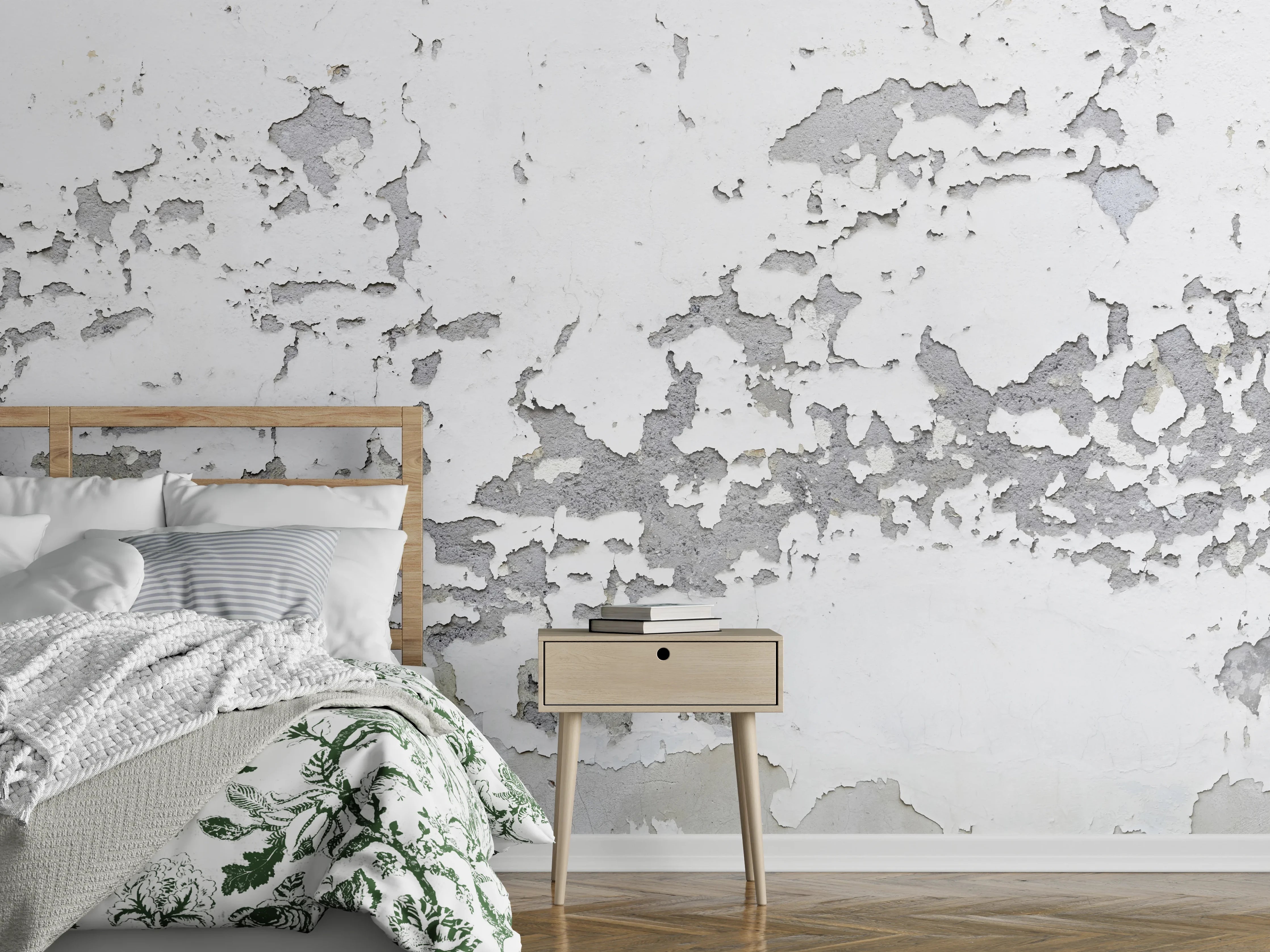 Wandverkleidung Schlafzimmer - Beschädigte Wandstruktur