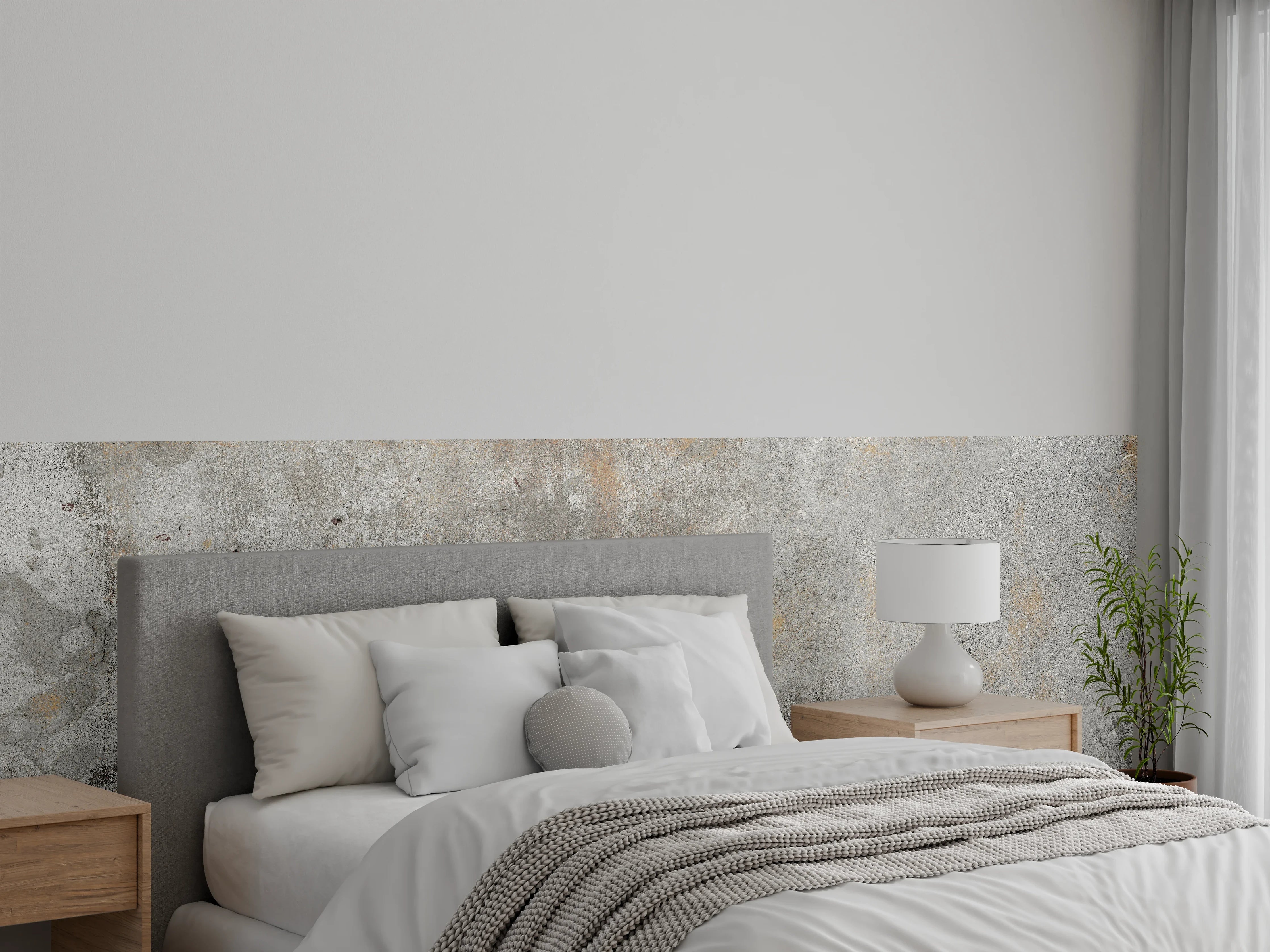Wandverkleidung Schlafzimmer - Betonoptik Wandpaneel Grau Beige
