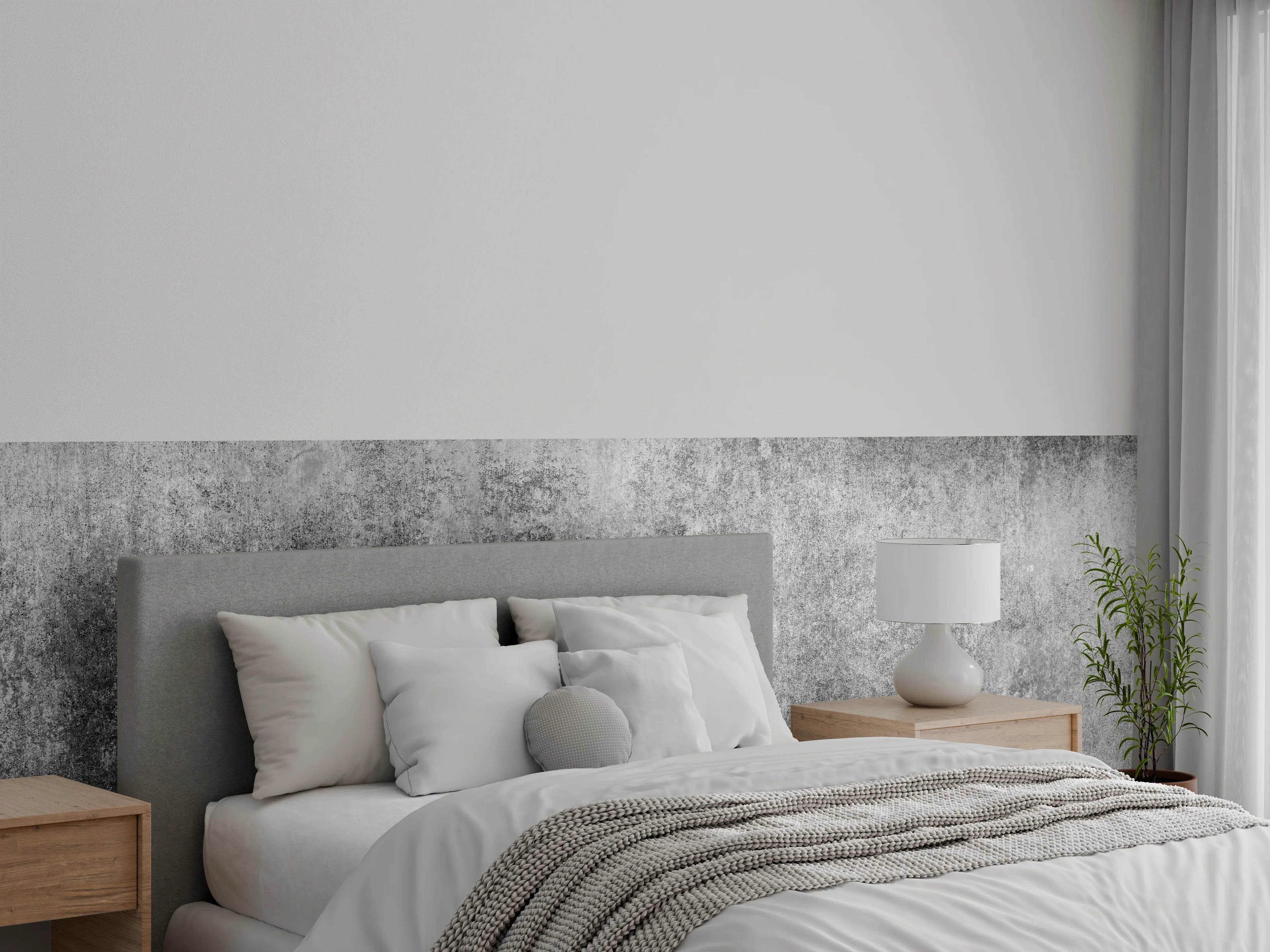 Wandverkleidung Schlafzimmer - Betonoptik in Grau: Moderner Wand-Look