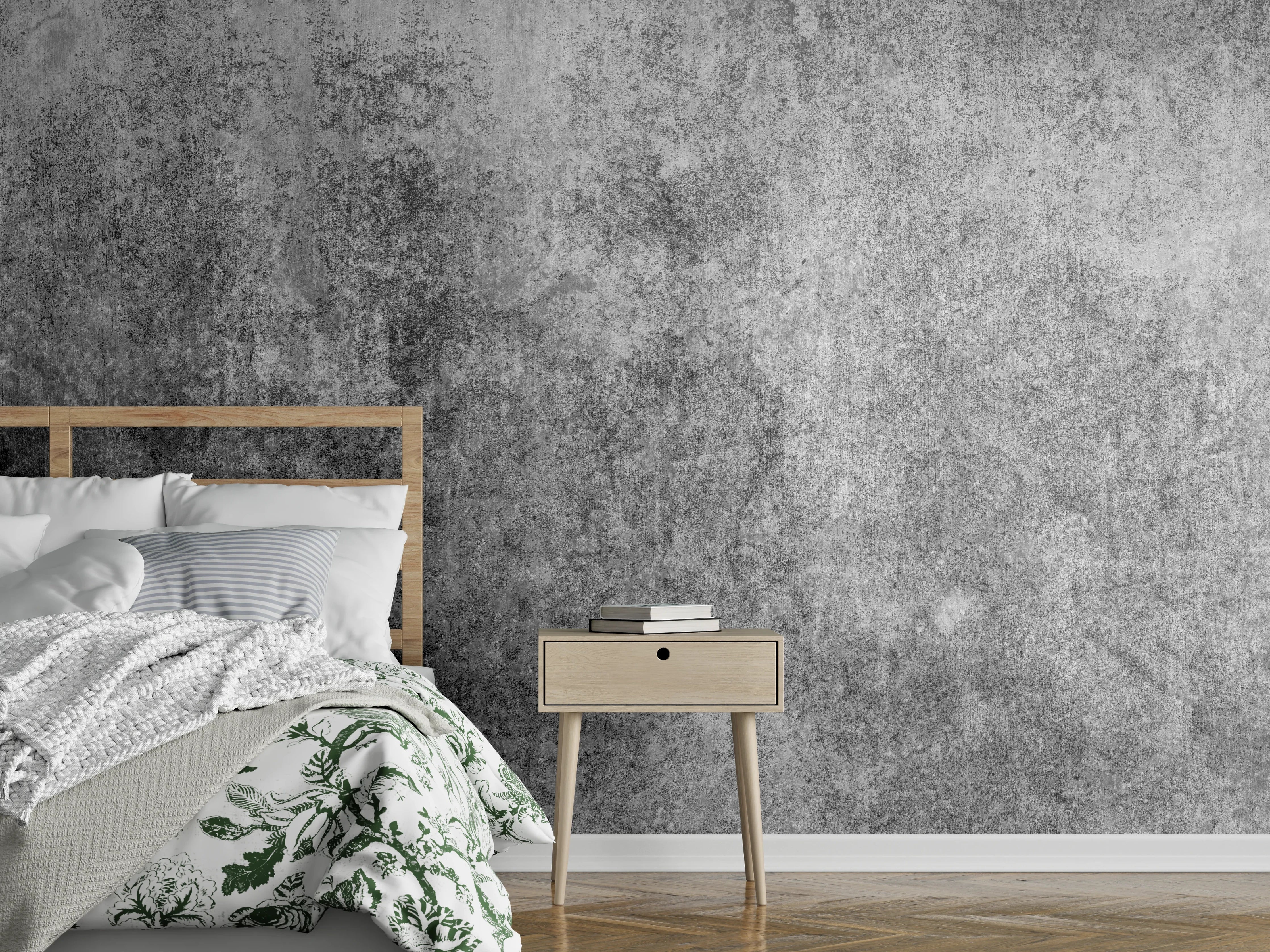 Wandverkleidung Schlafzimmer - Betonoptik in Grau: Moderner Wand-Look