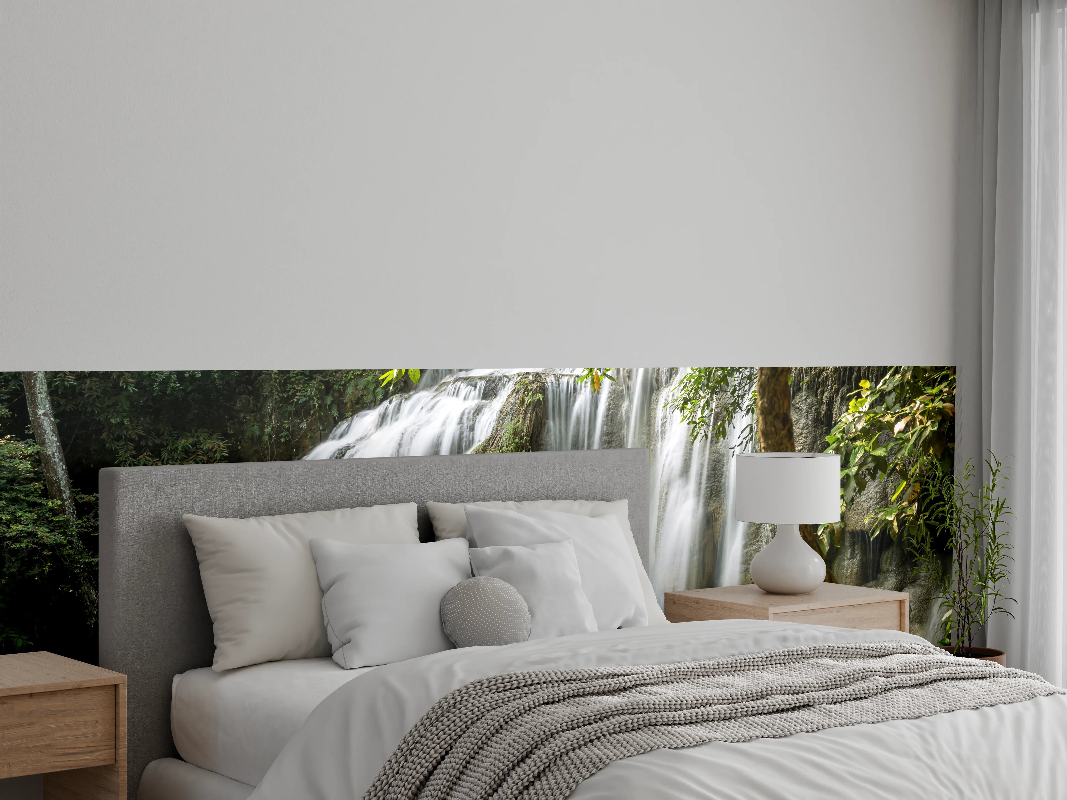 Wandverkleidung Schlafzimmer - Bezaubernder Wasserfall im Dschungel