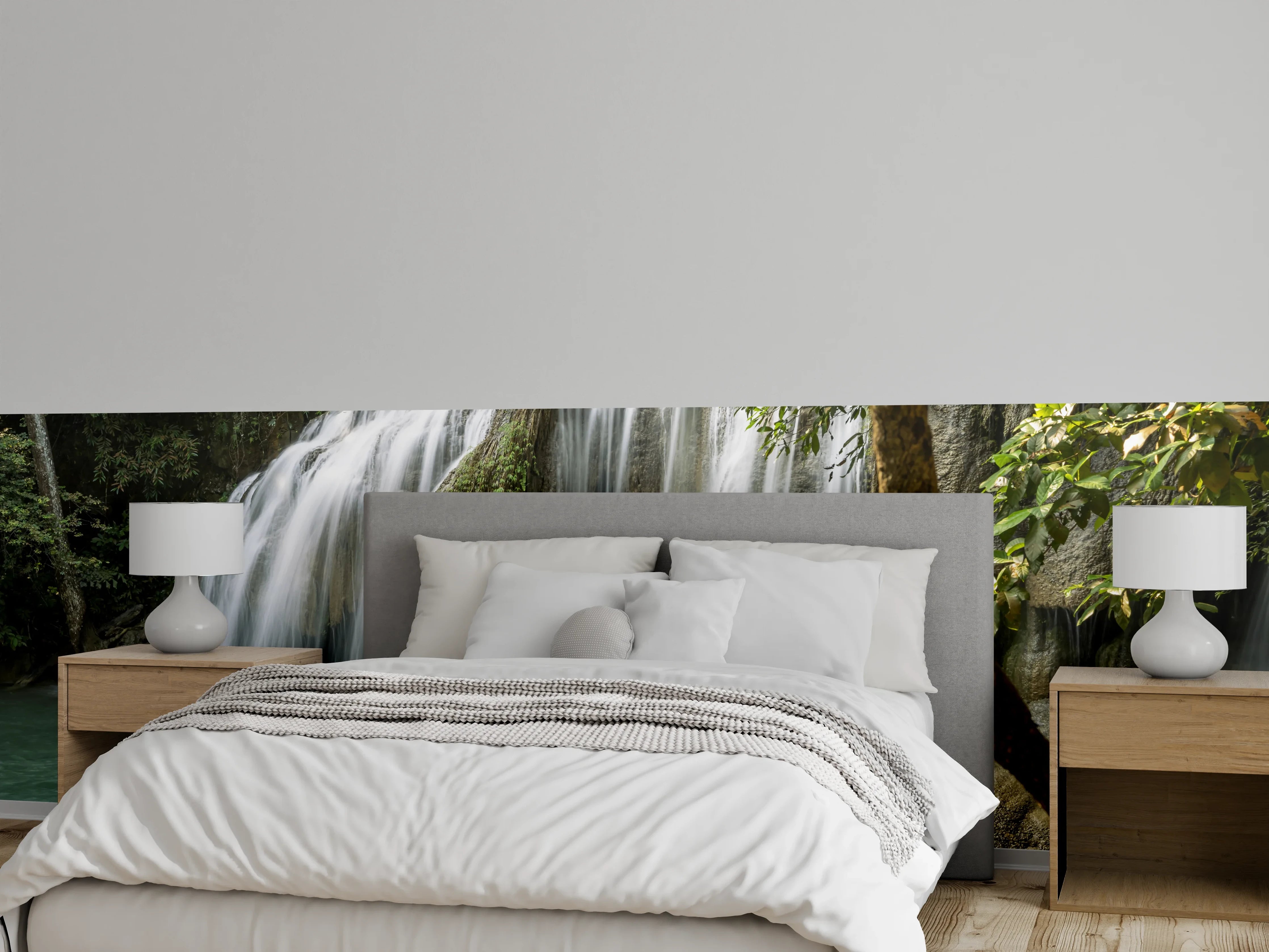 Wandverkleidung Schlafzimmer - Bezaubernder Wasserfall im Dschungel