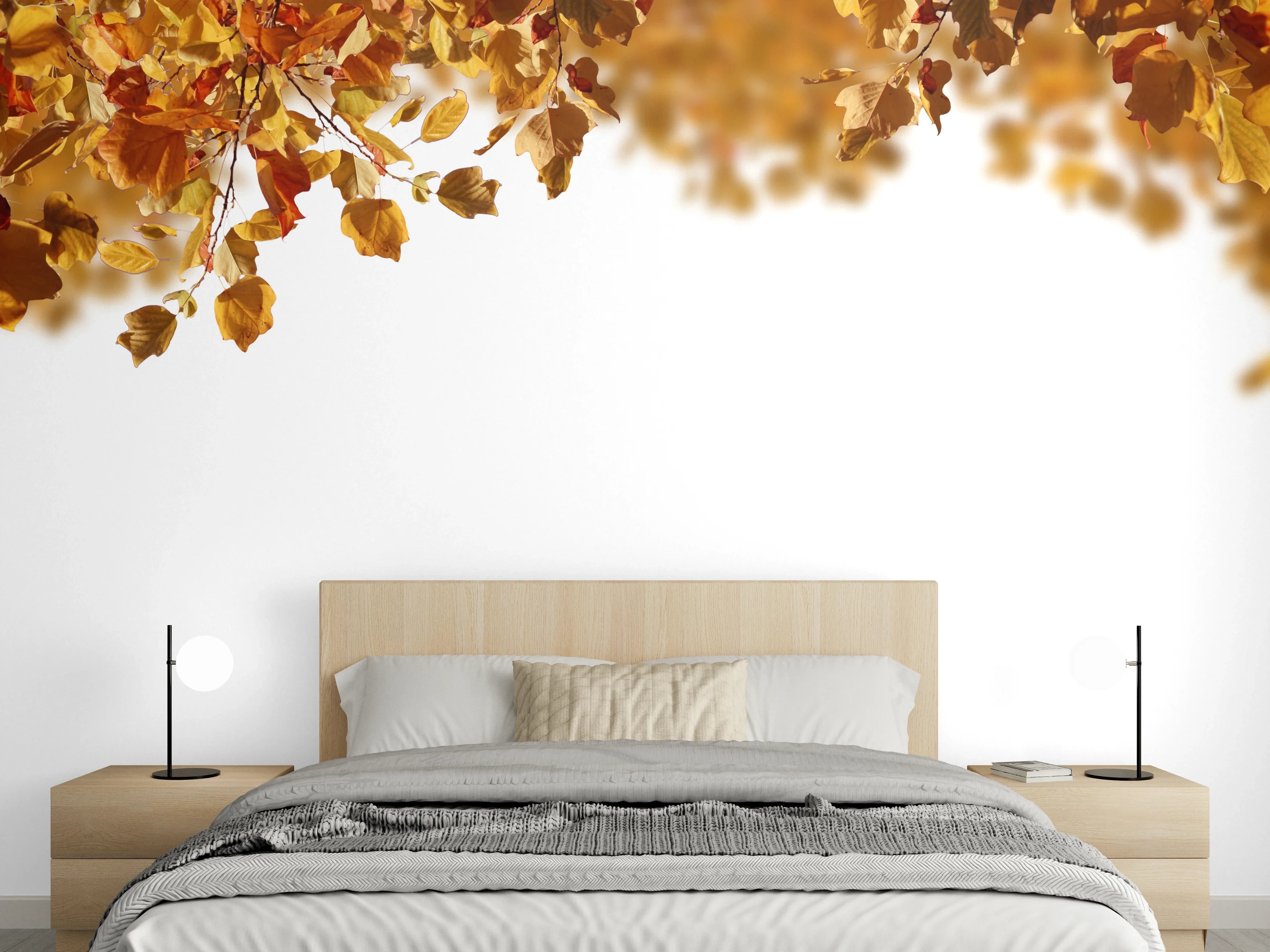Wandverkleidung Schlafzimmer - Blätter im Herbst