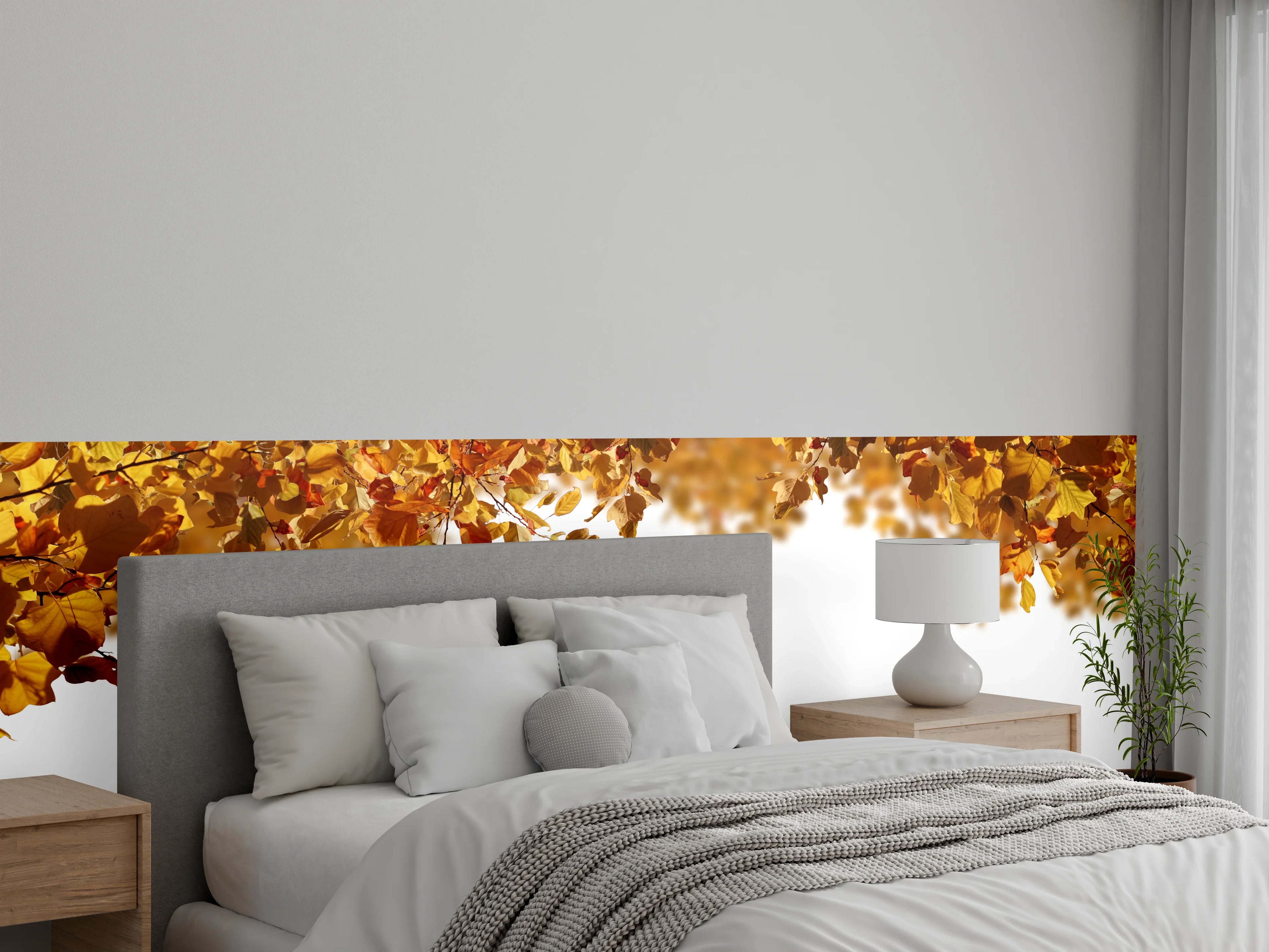 Wandverkleidung Schlafzimmer - Blätter im Herbst