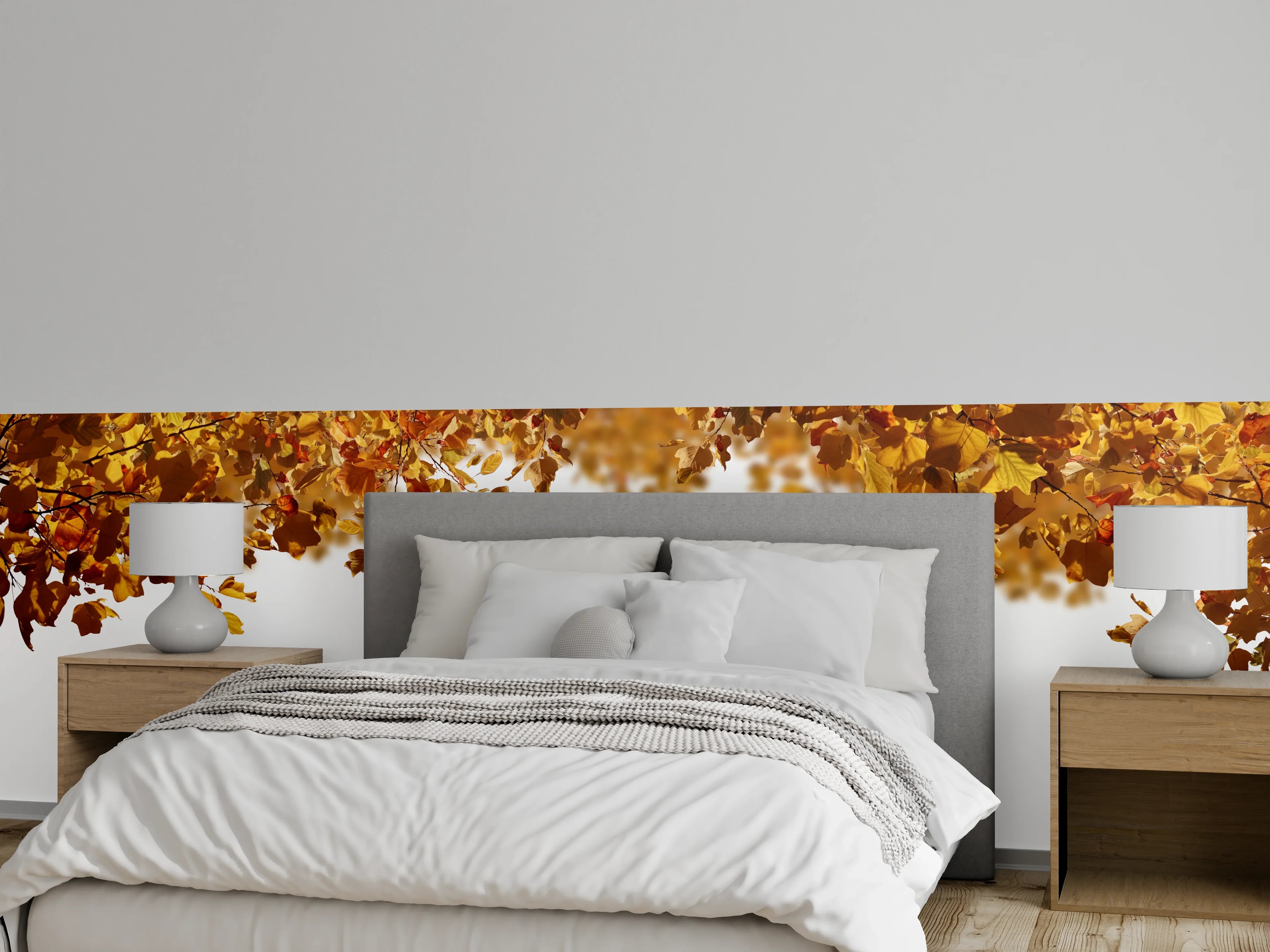 Wandverkleidung Schlafzimmer - Blätter im Herbst