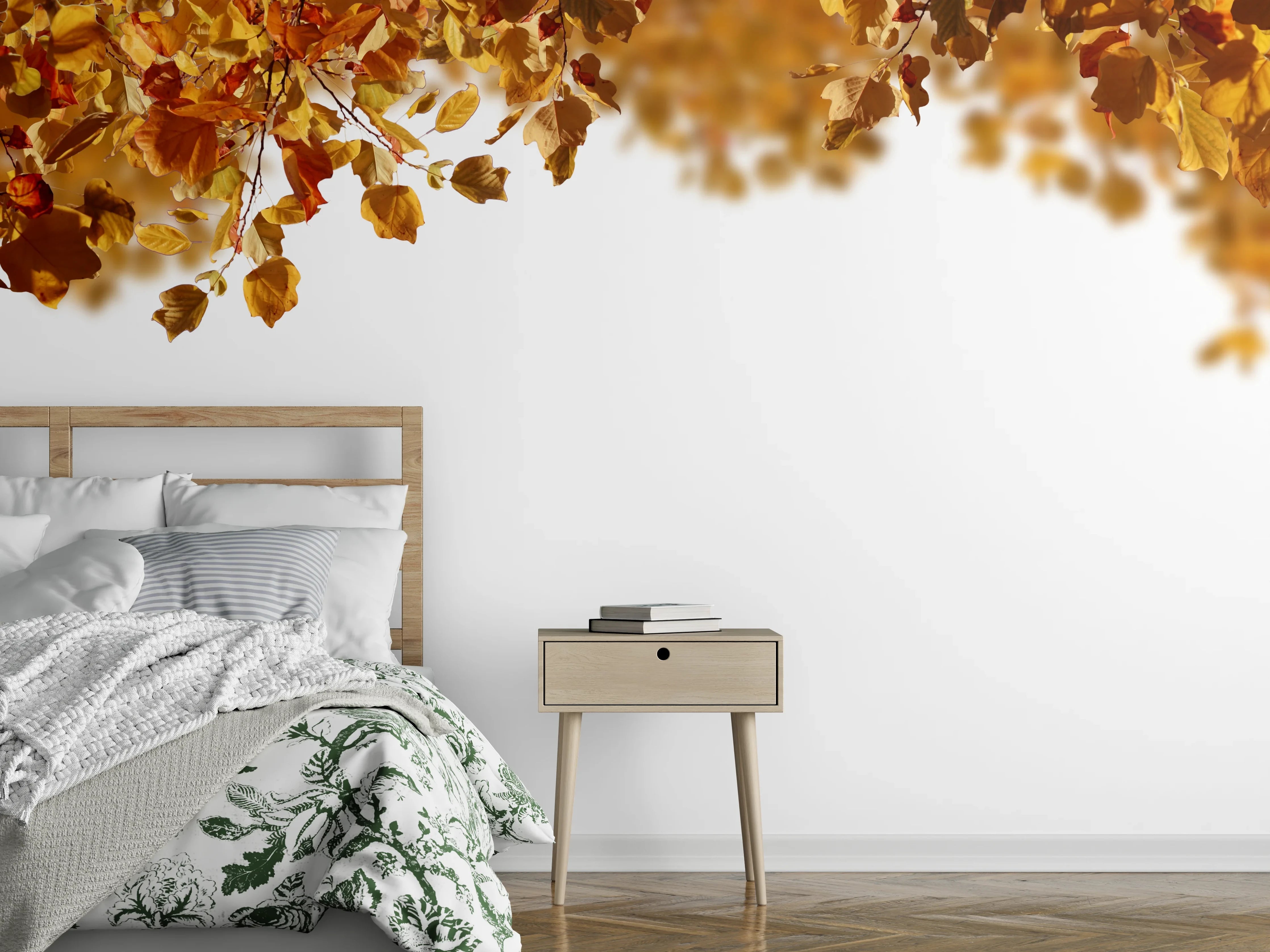 Wandverkleidung Schlafzimmer - Blätter im Herbst