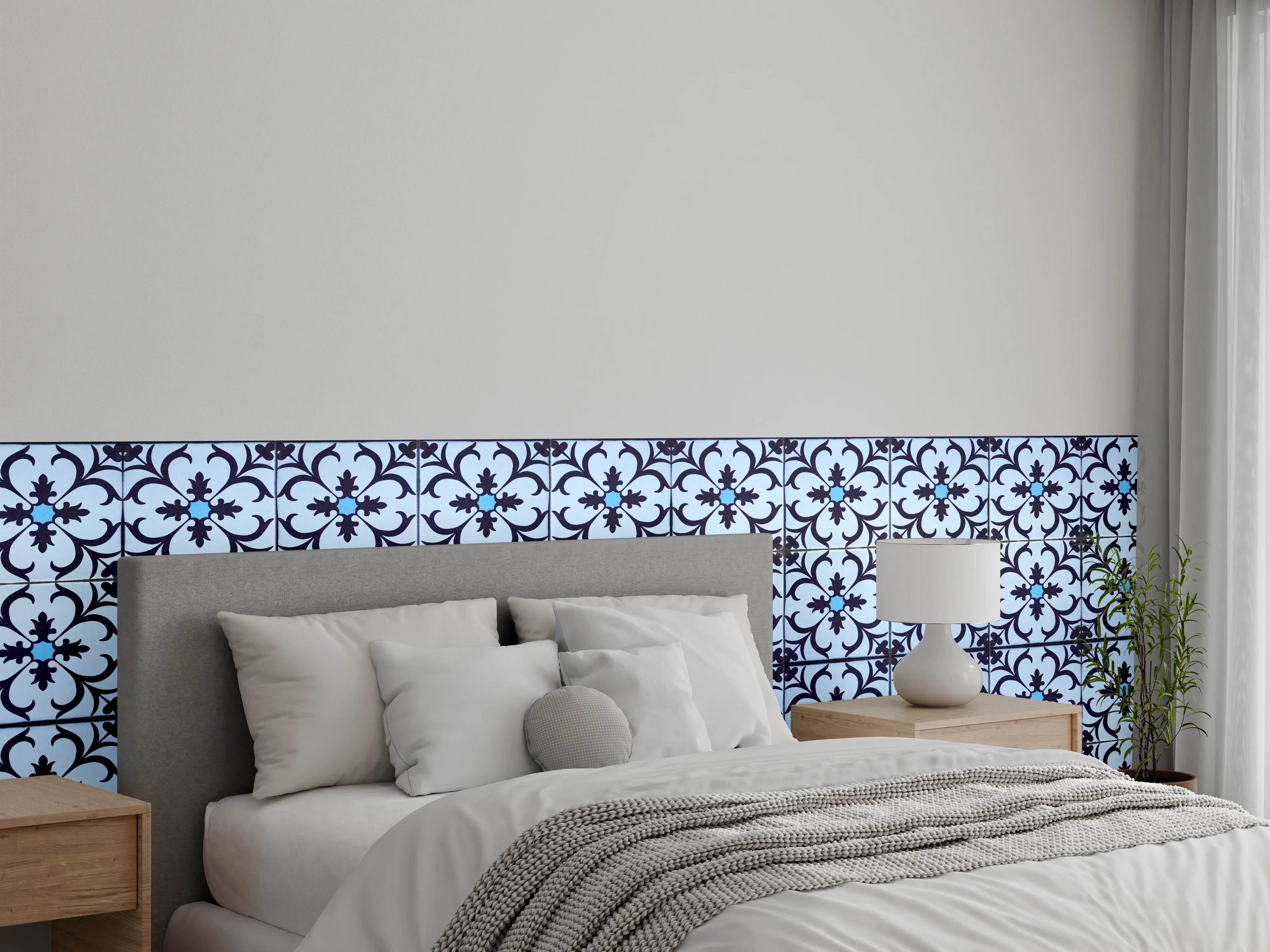 Wandverkleidung Schlafzimmer - Bläulich traditionelles Mosaik Motiv