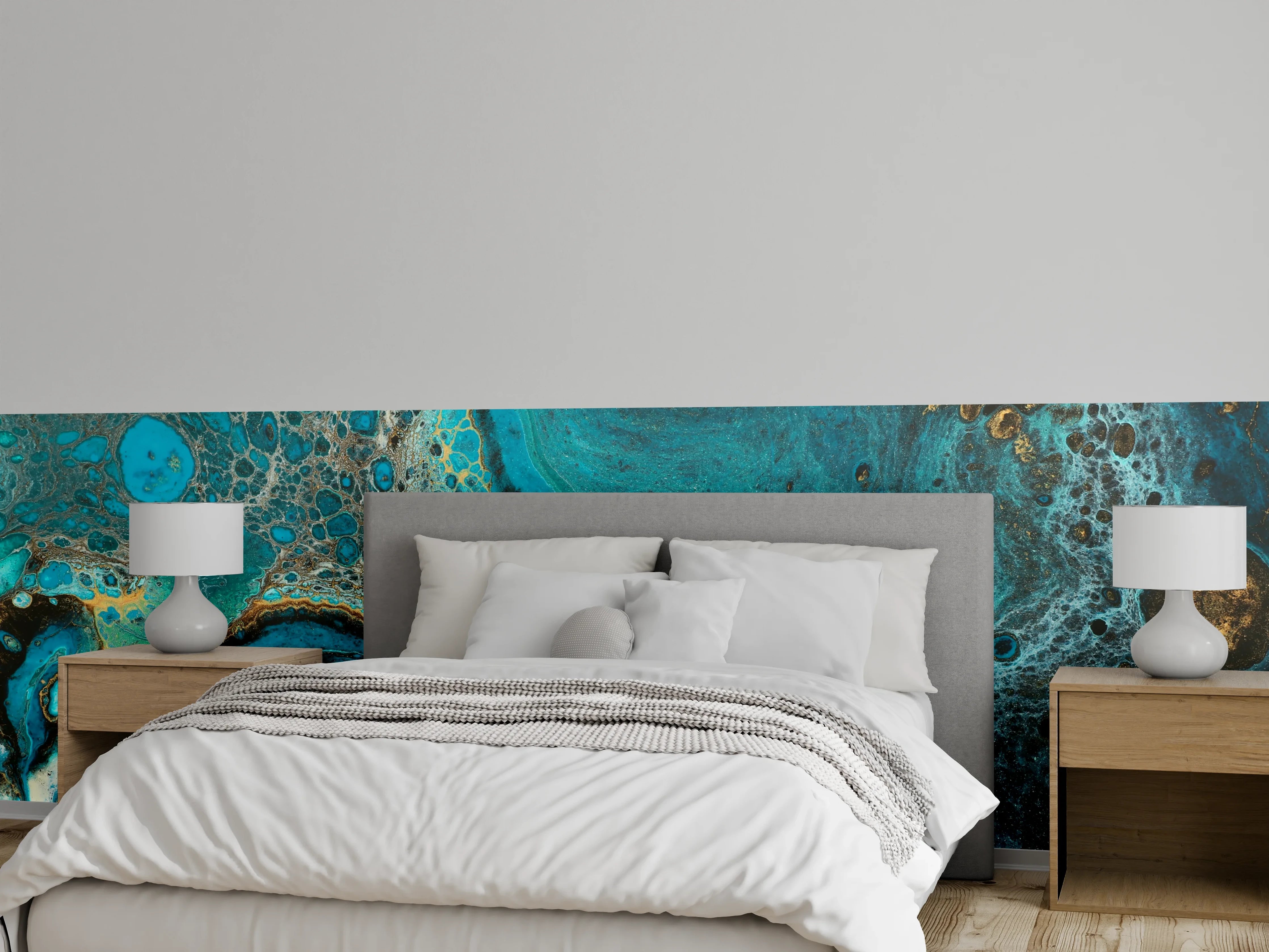 Wandverkleidung Schlafzimmer - Bläulicher Marmor