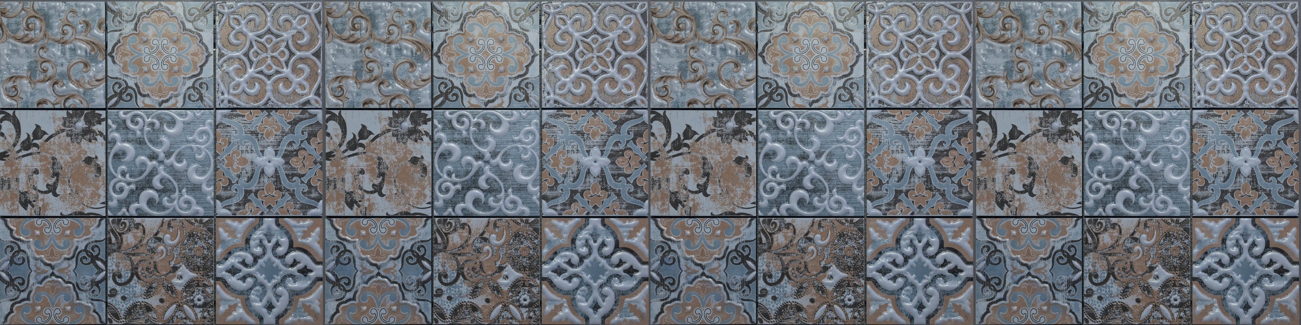 Wandverkleidung Schlafzimmer-Blau geometrische Mosaik Fliesen