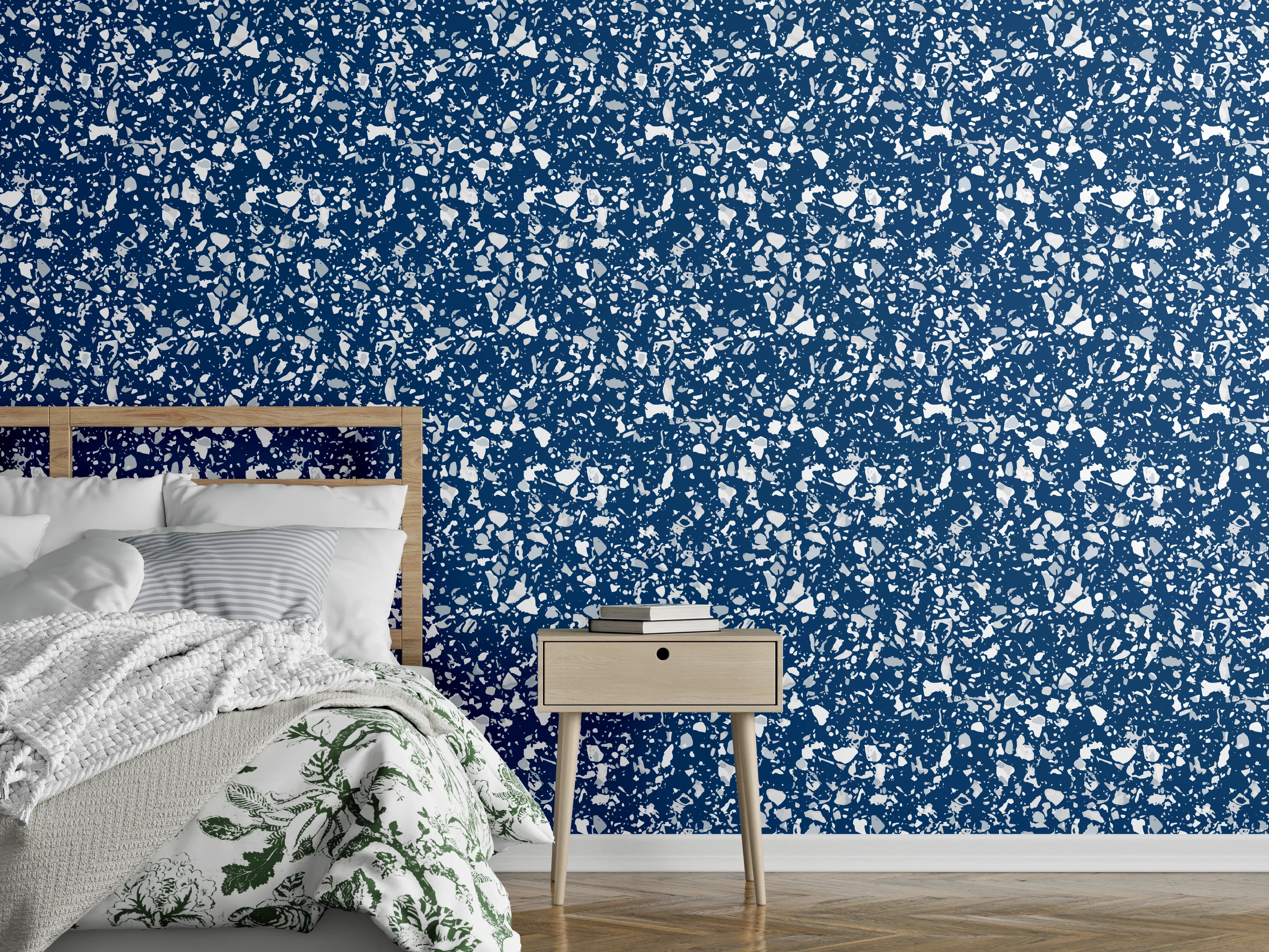 Wandverkleidung Schlafzimmer - Blaue Glitter-Textur mit funkelndem Effekt